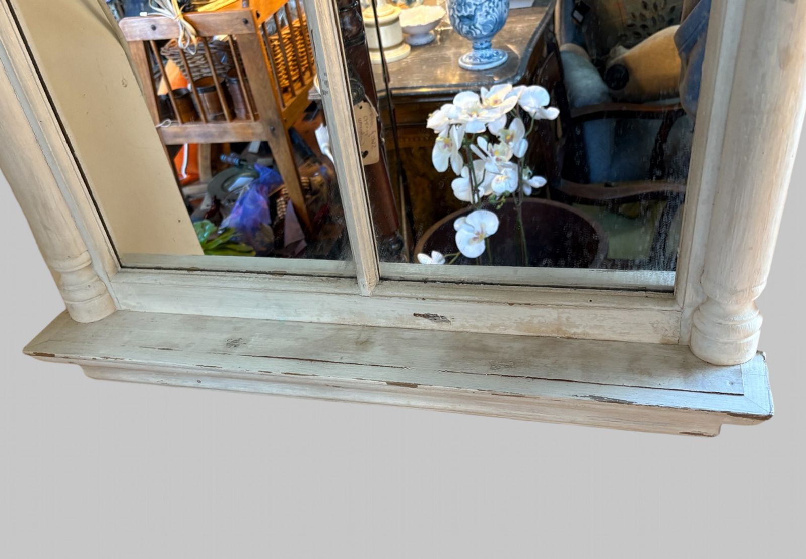 Arched Architectural Window Mirror – Painted & Lightly Distressed photo Home Fixtures