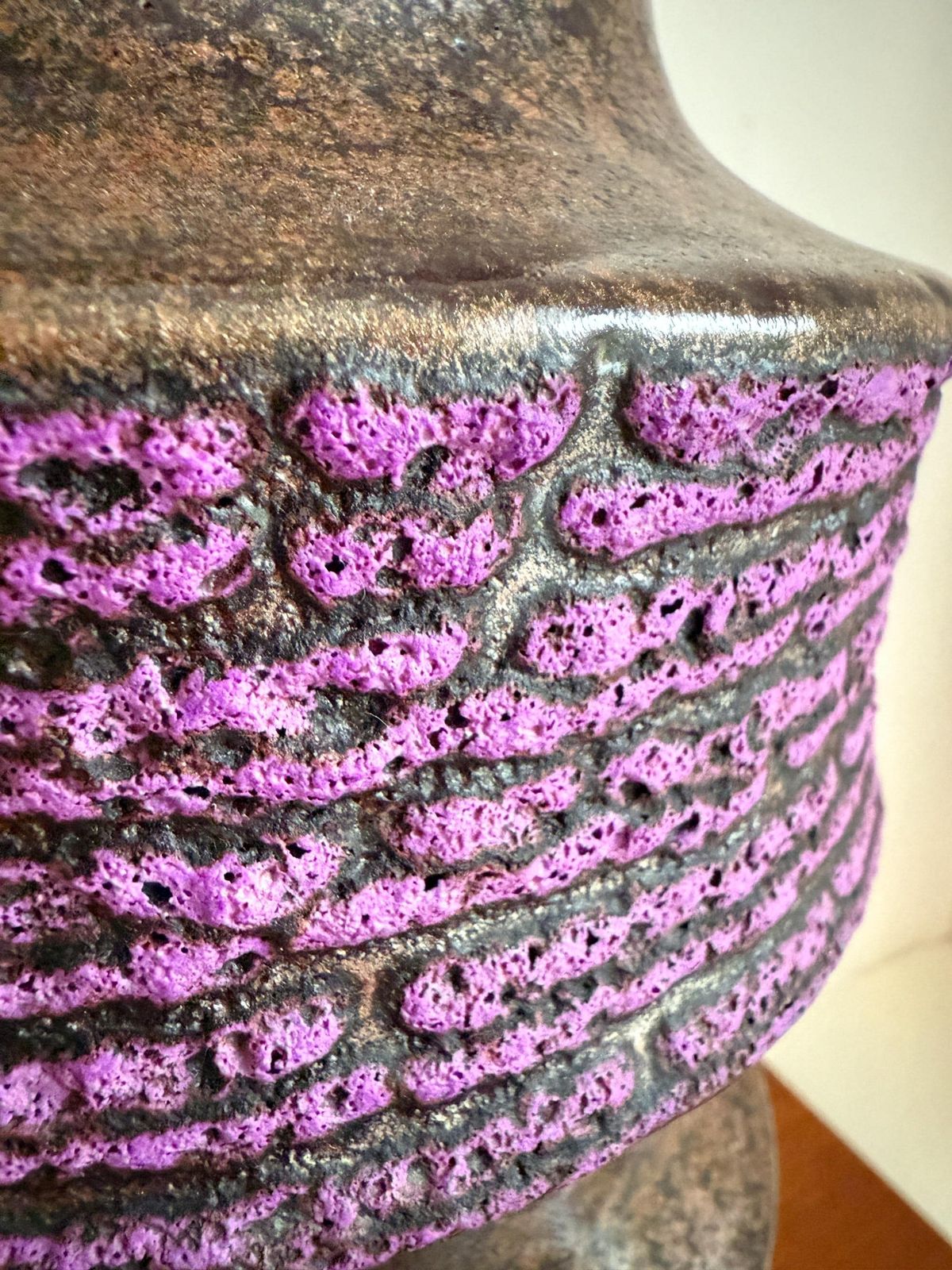 Vintage Scheurich West Germany Pagode Xxl Ceramic Vase   Model 267 48   Rare Purple Fat Lava Glaze   Mid Century   Pottery photo for sale