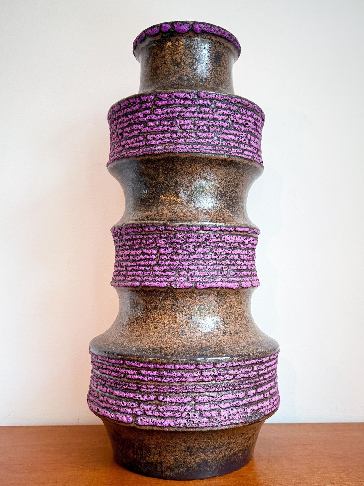 Vintage Scheurich West Germany Pagode Xxl Ceramic Vase   Model 267 48   Rare Purple Fat Lava Glaze   Mid Century   Pottery photo 233.0