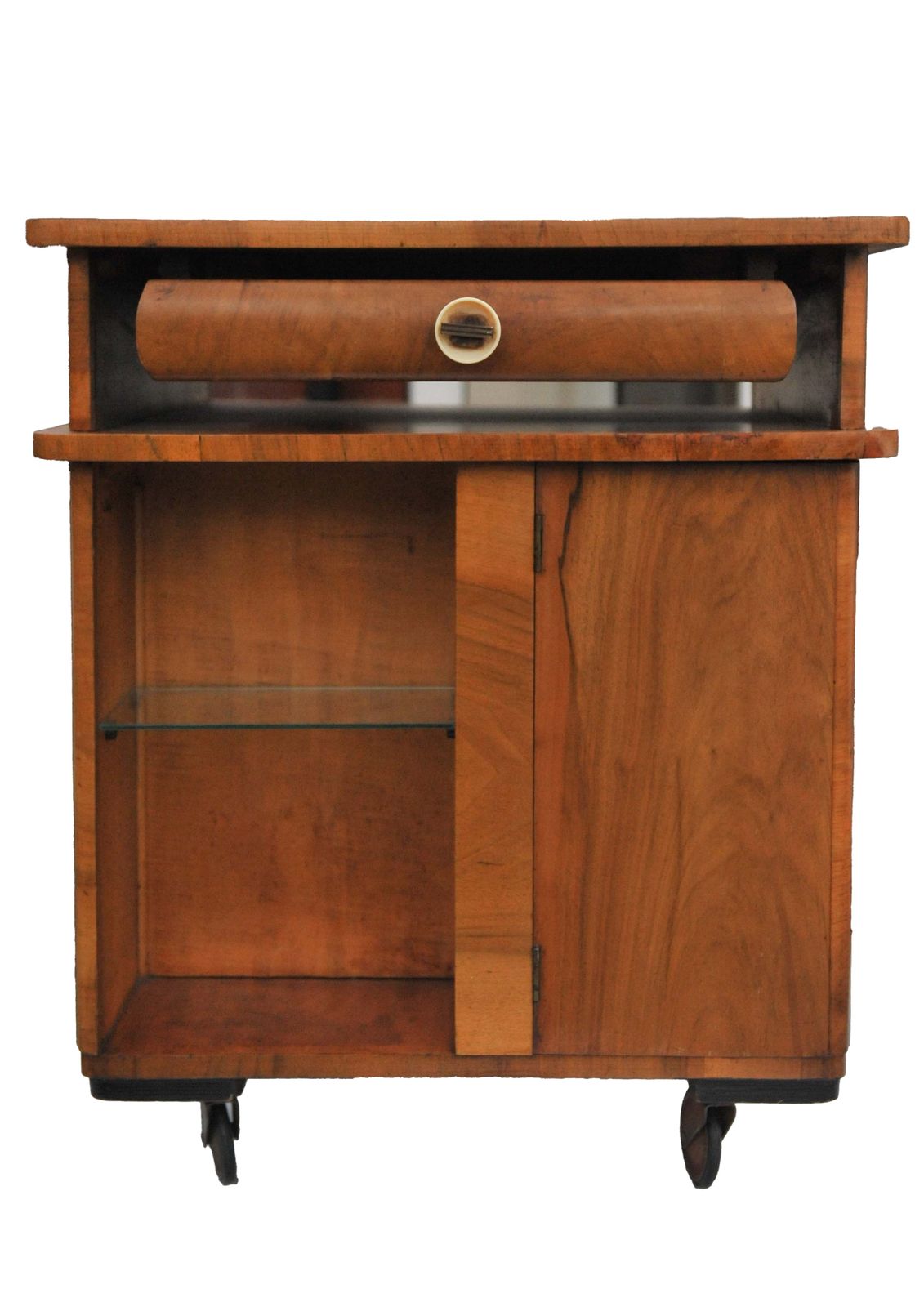 Art Deco "Multibeau" Cocktail Bar Cart Made Of Burr Walnut Veneer 1930's photo Furniture