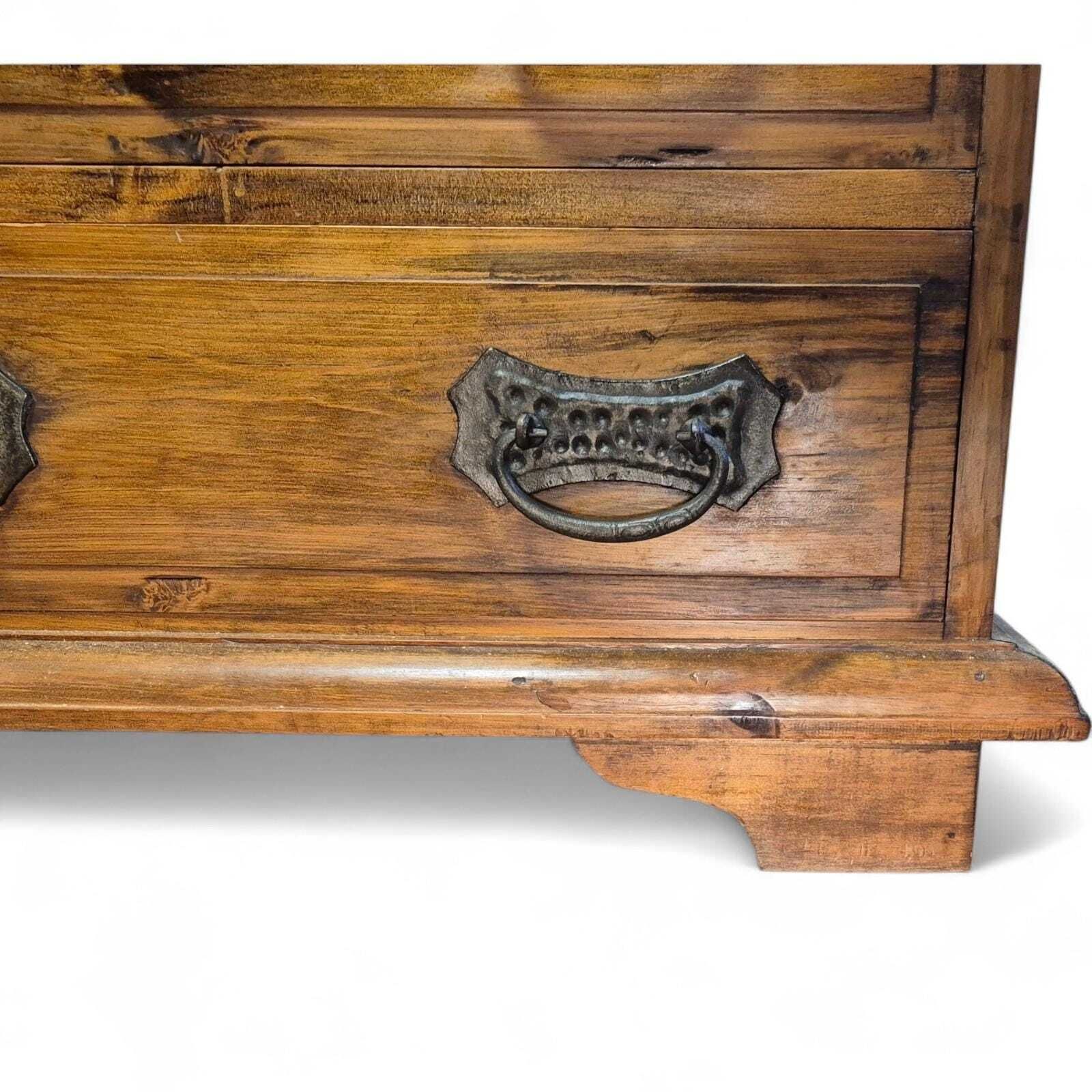Antique Style Solid Sheesham Wood Chest Of Drawers – Rustic Farmhouse Storage – Country Cottage Furniture photo buy