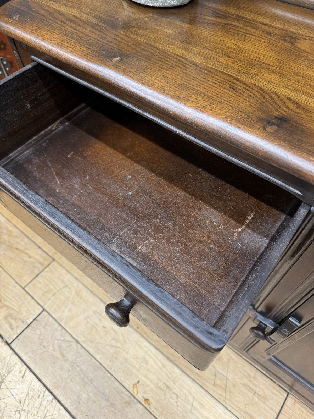 Ercol Old Colonial Solid Oak Dresser Base And Rack – Classic Vintage Storage photo for sale