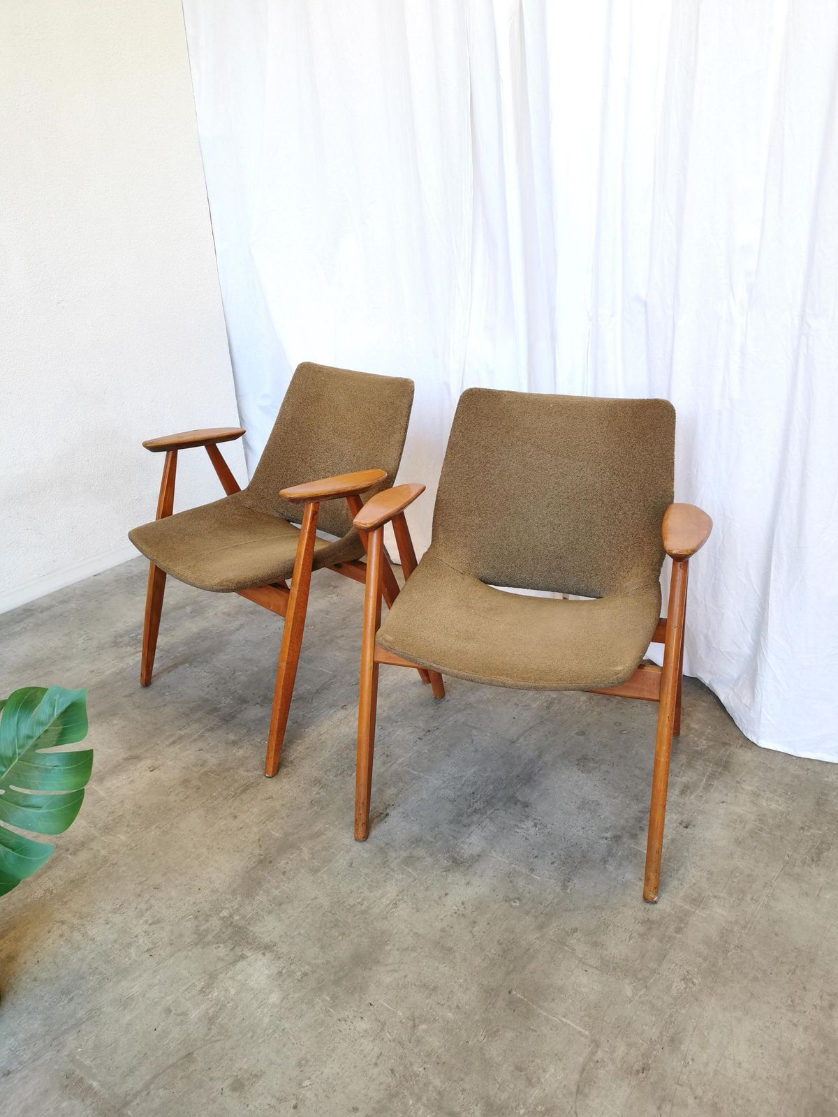 Set Of 2 Rare Vintage "Lupina" Shell Wooden Armchair By Niko Kralj