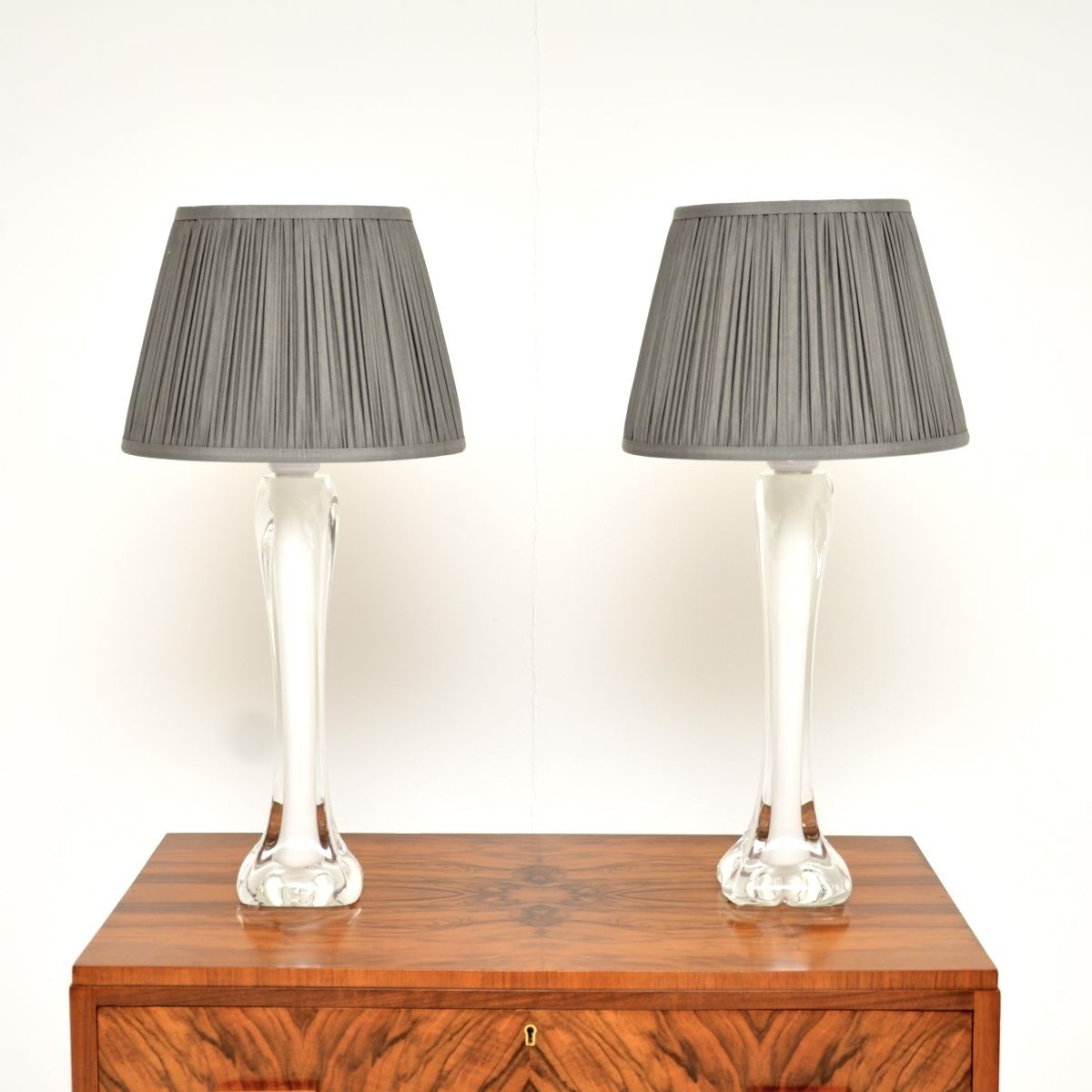 Pair Of Vintage Swedish Glass Table Lamps By Paul Kedelv For Flygsfors photo furniture