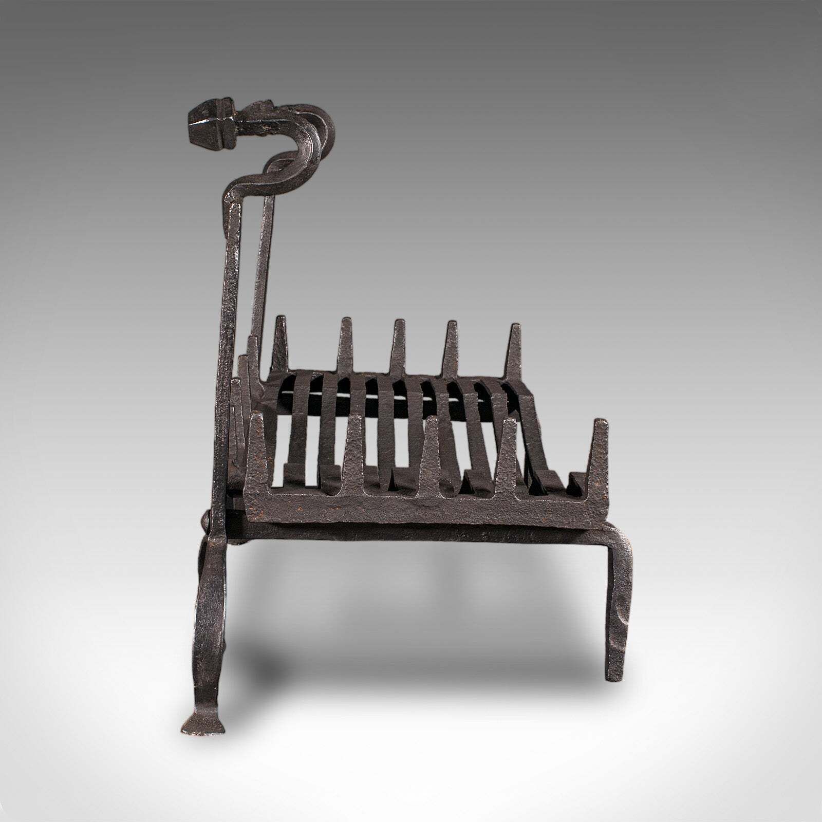 Antique Fireplace Set, English, Wrought Iron, Fire Basket, Andirons, Victorian photo 811.0
