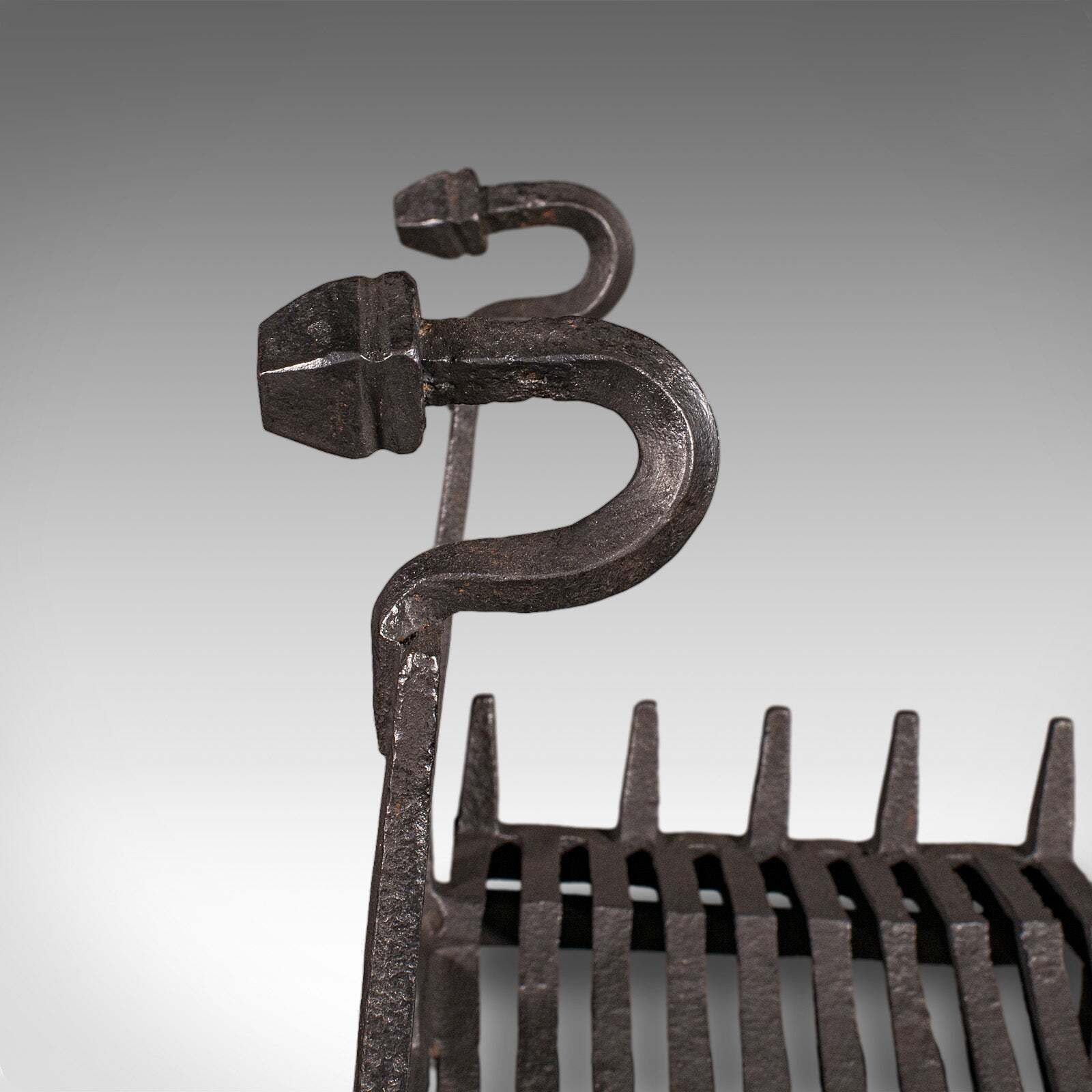 Antique Fireplace Set, English, Wrought Iron, Fire Basket, Andirons, Victorian photo vinterior