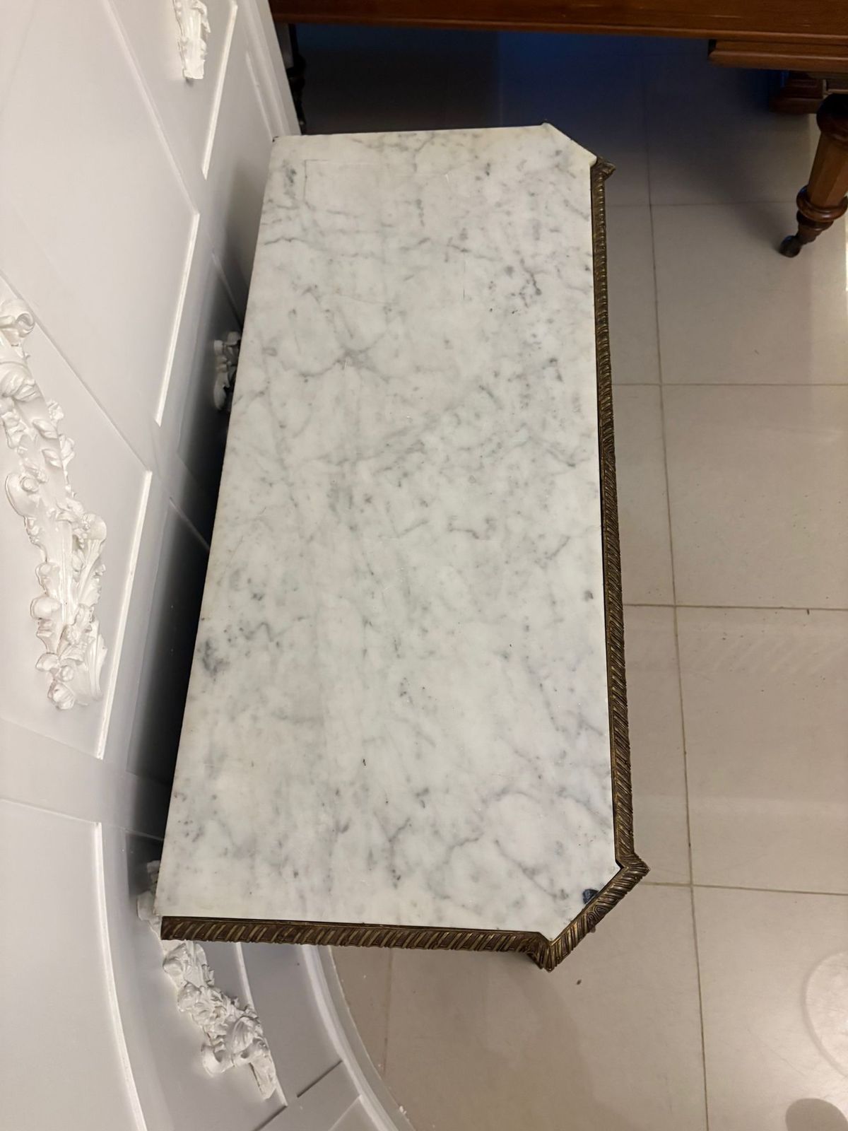 14850.0 Exceptional Quality Antique French Louis XVI Style Marble Top Side Cabinet photo