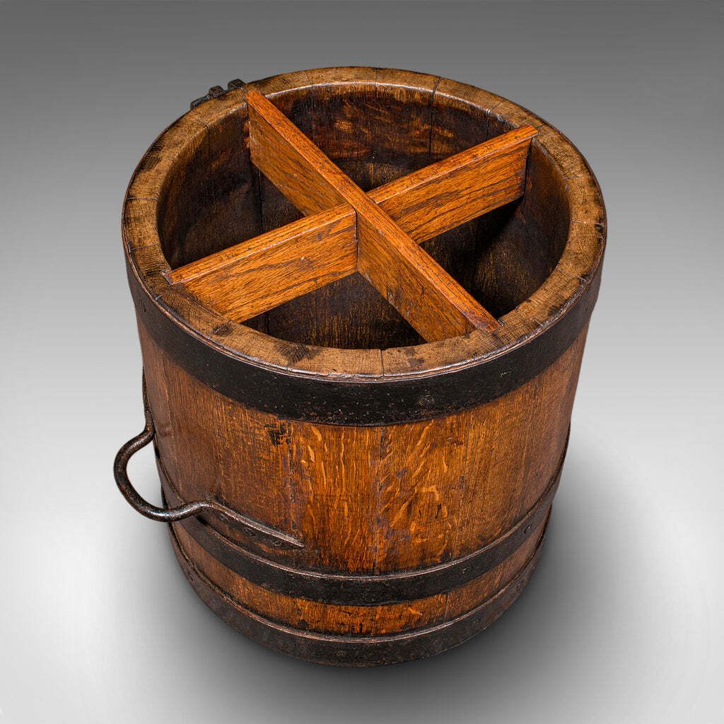 Antique Coopered Stick Stand, English, Oak, Barrel, Umbrella Loop, Victorian photo vinterior