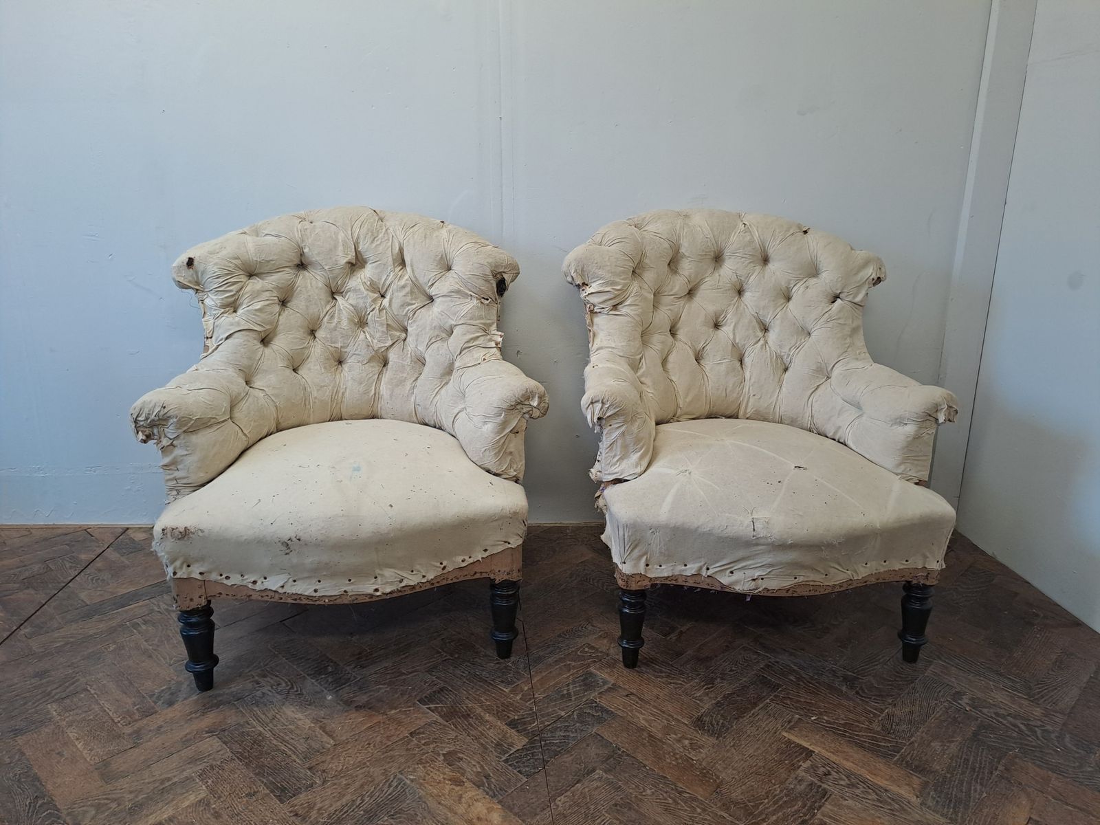 Pair Of Napoleon III Upholstered Armchairs photo for sale