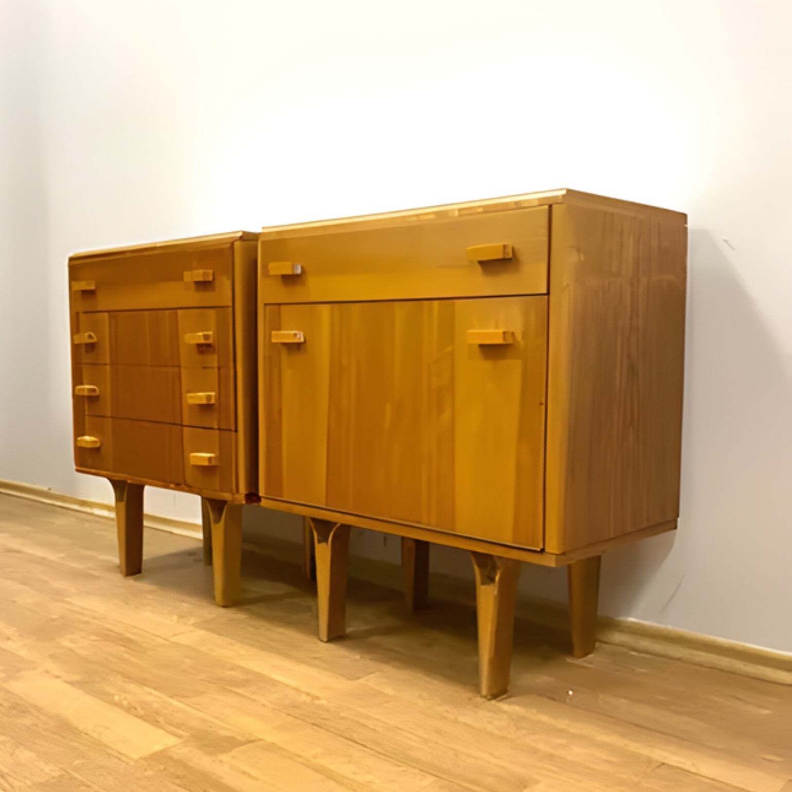 Set Of 2 Retro Cabinets By F. Mezulánik, Brussels Style, 1960s