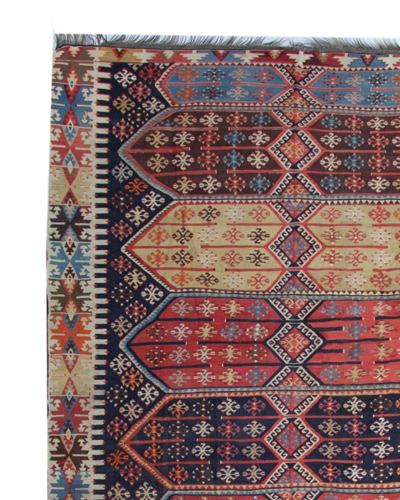 Antique Turkish Kilim Rug 1880s Tribal Geometric Wool Flatweave 355x229cm photo for sale