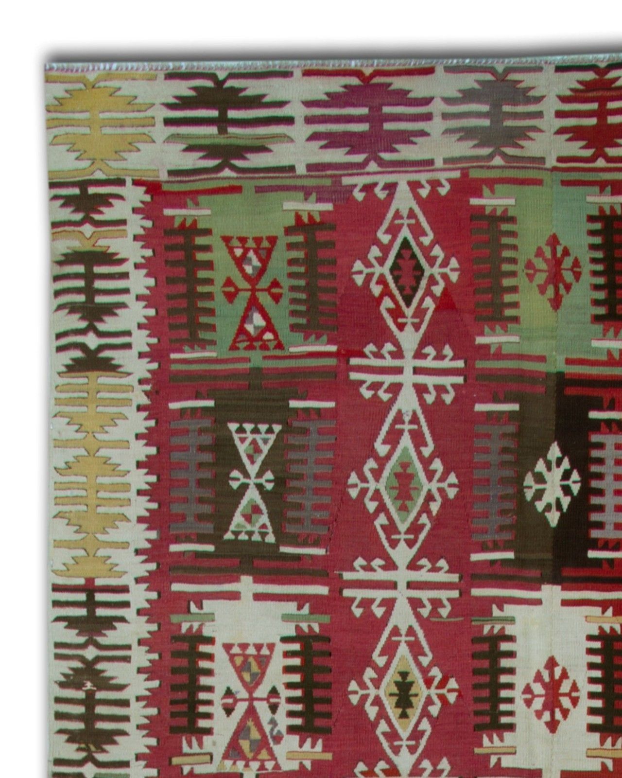 photo furniture Turkish Kilim Runner 1890s Tribal Geometric Wool Flatweave 390x163cm