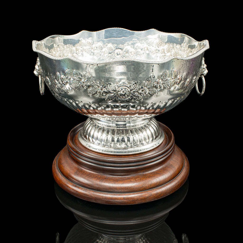 Antique Presentation Bowl English Silver Plate Ice Bucket Cooler Edwardian photo Home Decor