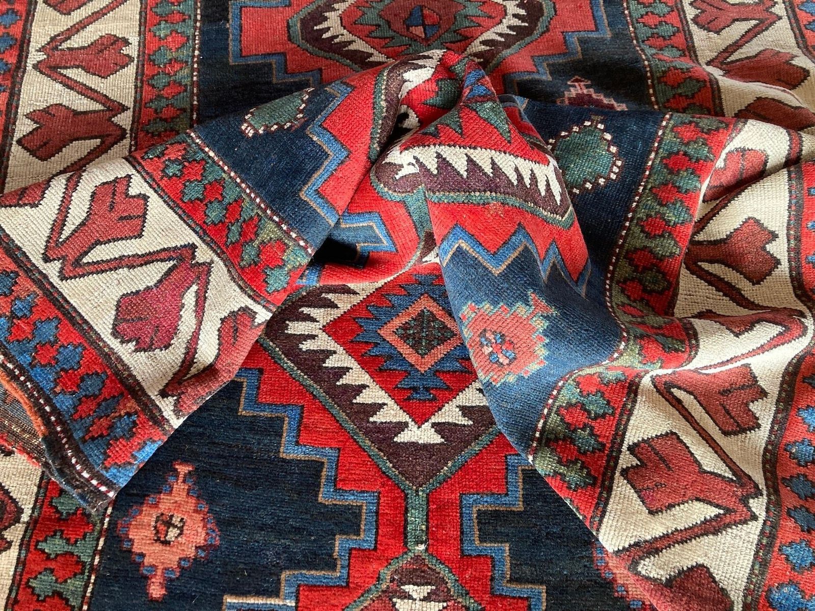 photo vintage Antique Caucasian Kazak Rug 2.34m X 1.18m