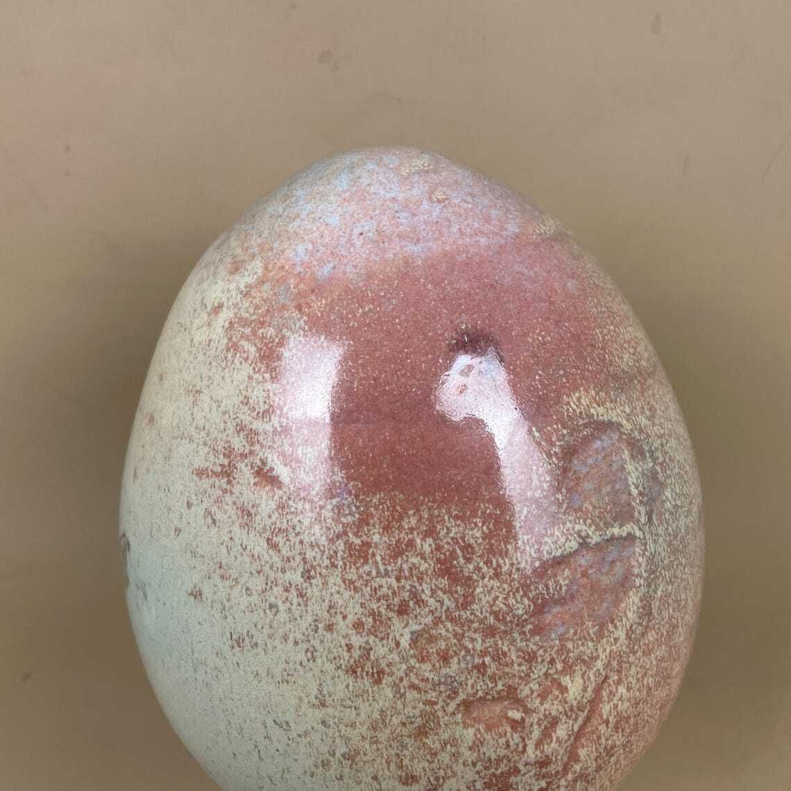 Large Ceramic Egg Sculpture Blue Pink Raku Style Glazed Art Ornament With Stand Modern Studio Pottery Decor Pastel Home Accent Contemporary photo vinterior