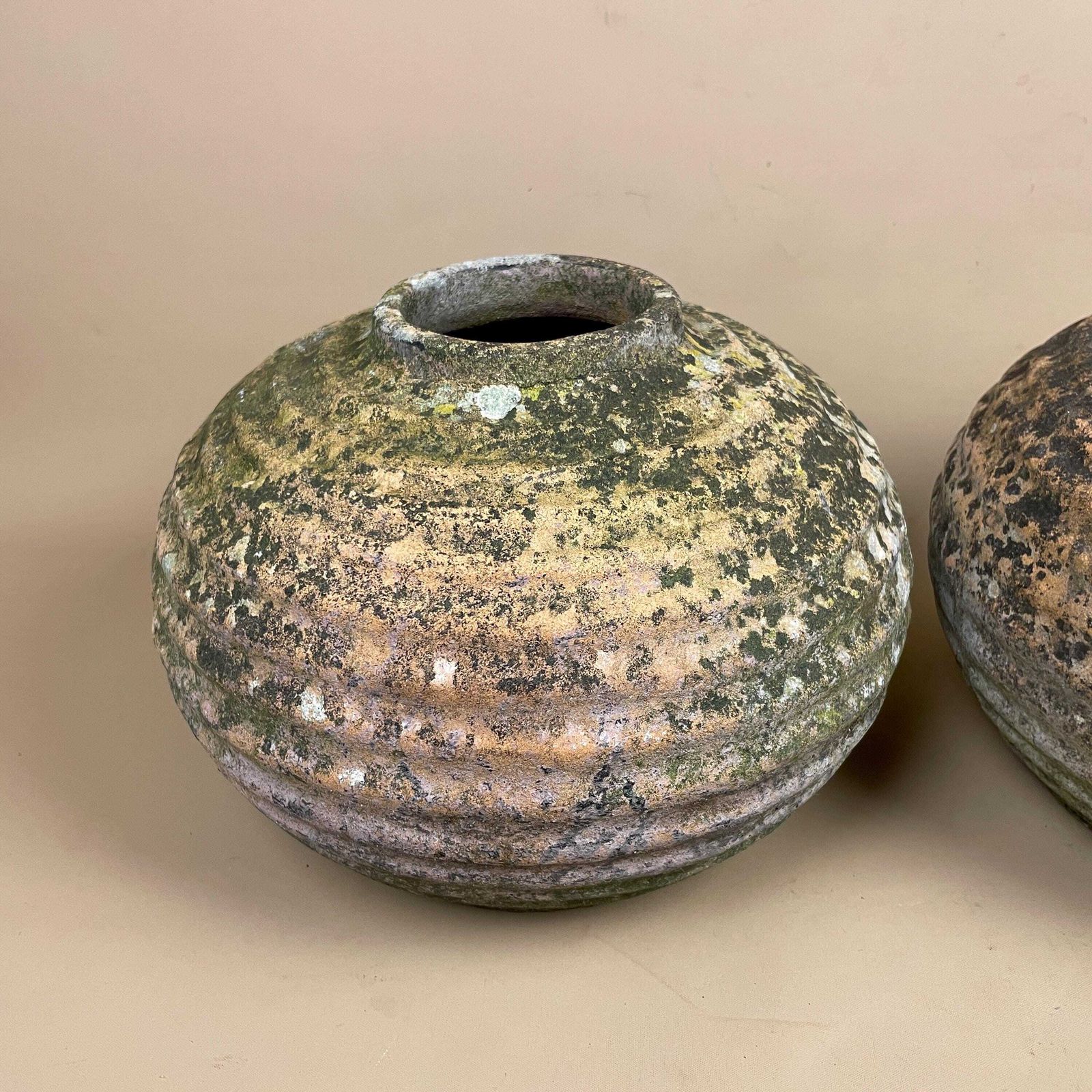 Pair Rustic Clay Pots Weathered Earthenware Vessels Wabi Sabi Primitive Decor Natural Handmade Pottery Home Accent Textured Indoor Outdoor photo 109.0