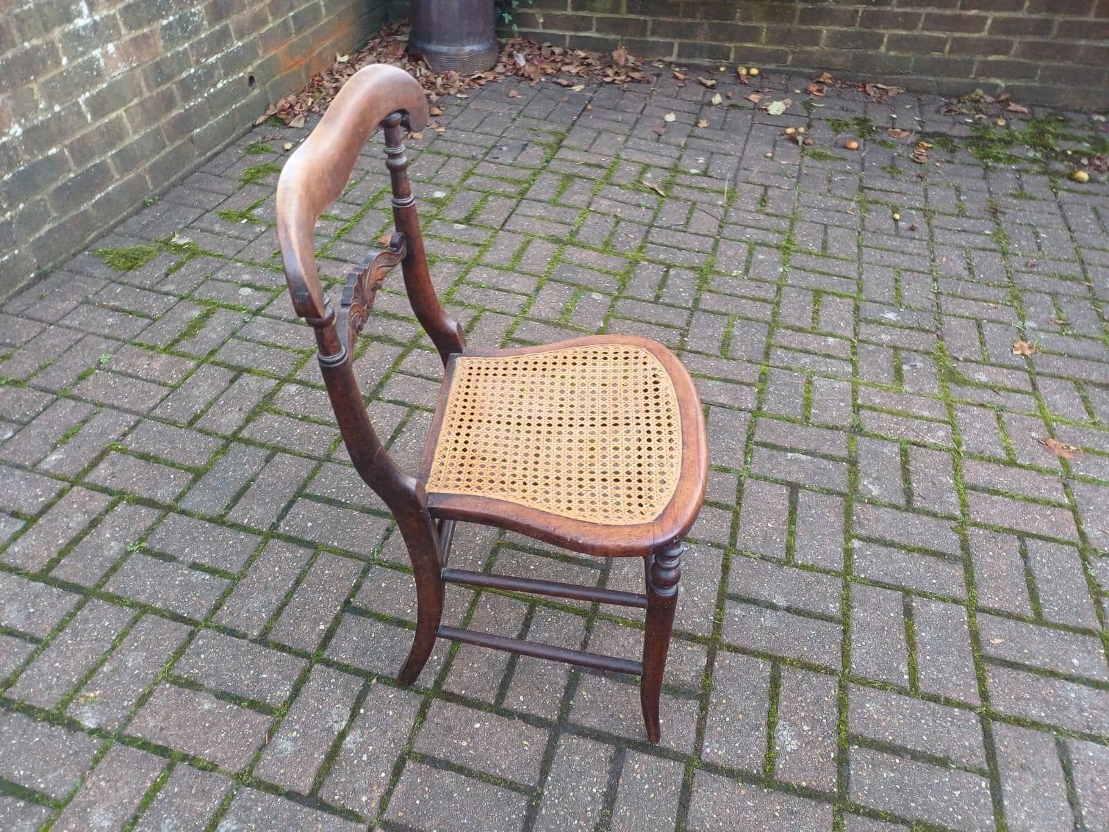 Antique Victorian Balloon Back Carved Mahogany Chair With Cane Seat Bedroom Accent photo buy