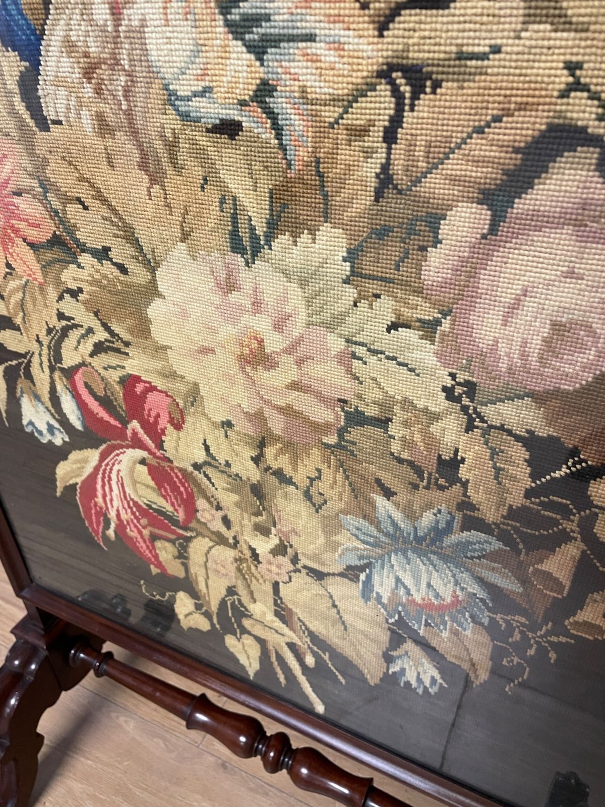 C19th Country House Mahogany Tapestry Firescreen photo buy