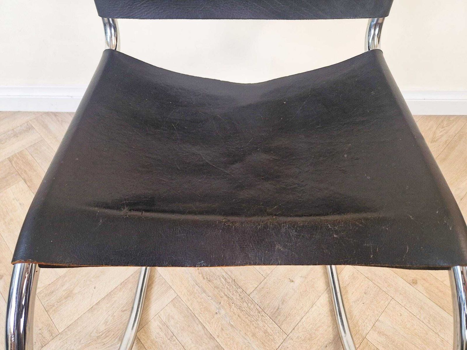 Mies Van Der Rohe Thonet Mr20 Leather & Chrome Mid Century Bauhaus Cantilever Lounge Chair photo buy