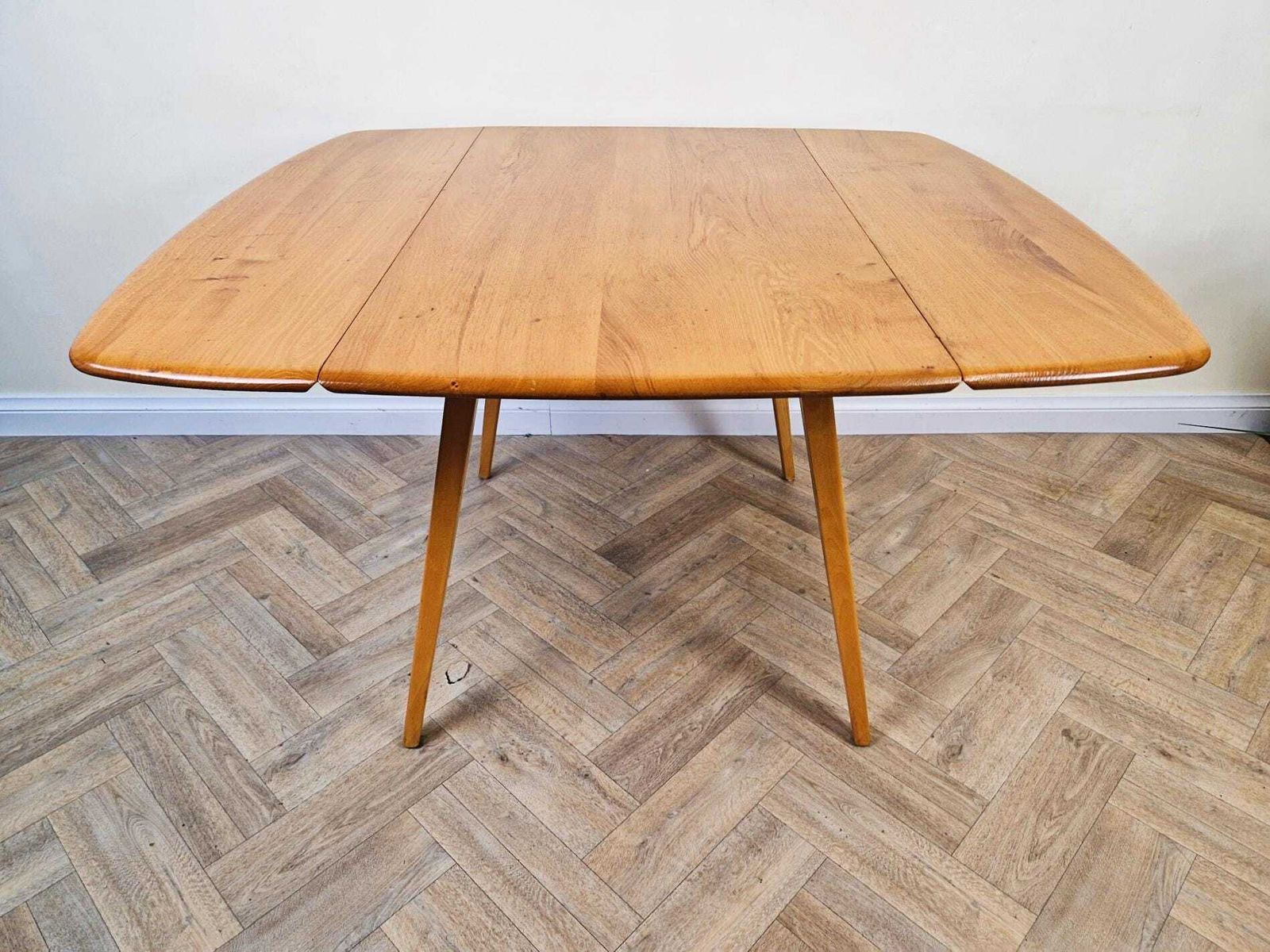 Ercol Windsor Mid Century Solid Elm Danish Design Drop Leaf Table & Chair Set photo vinterior