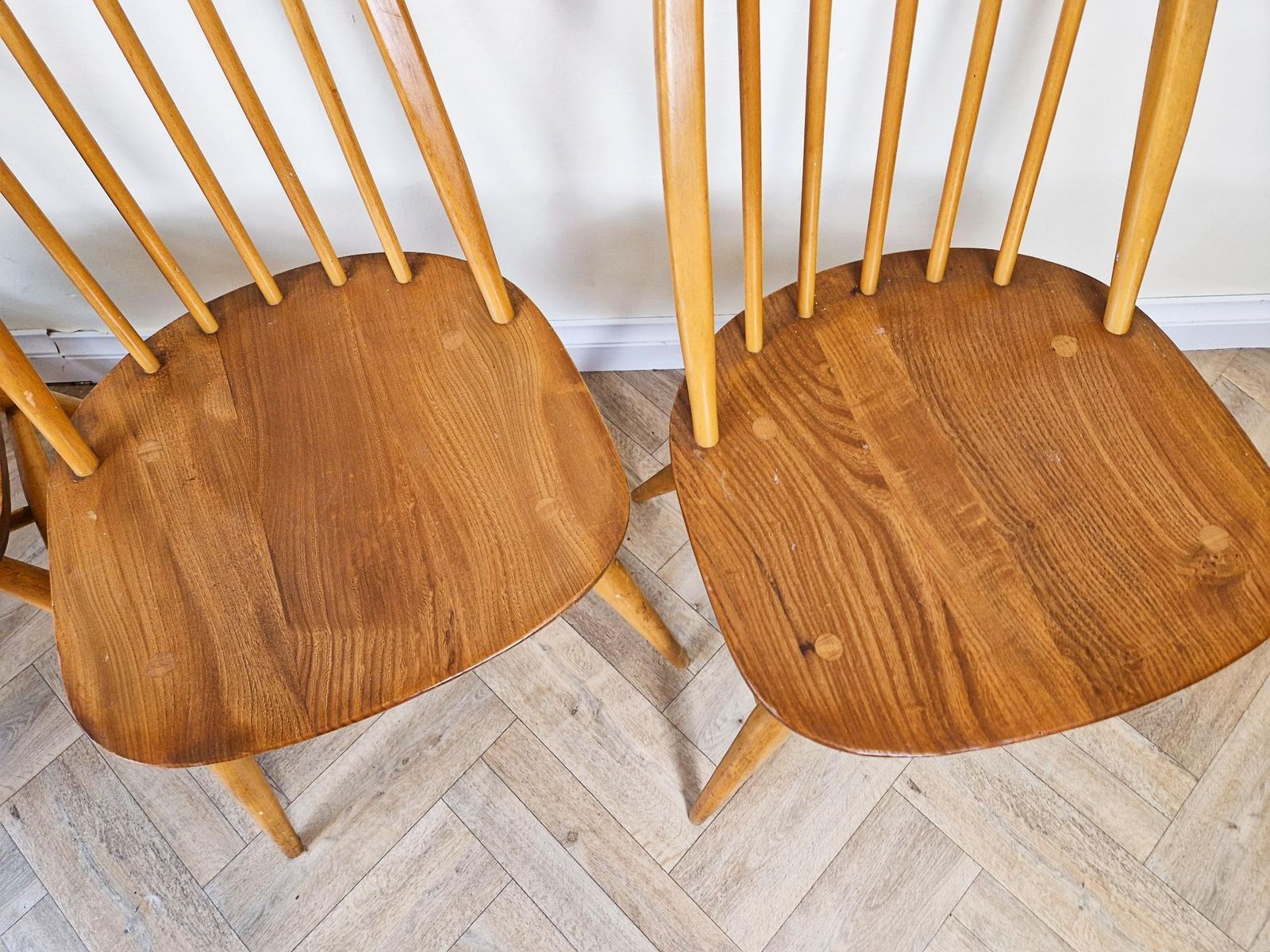Furniture Ercol Windsor Mid Century Solid Elm Danish Design Drop Leaf Table & Chair Set photo