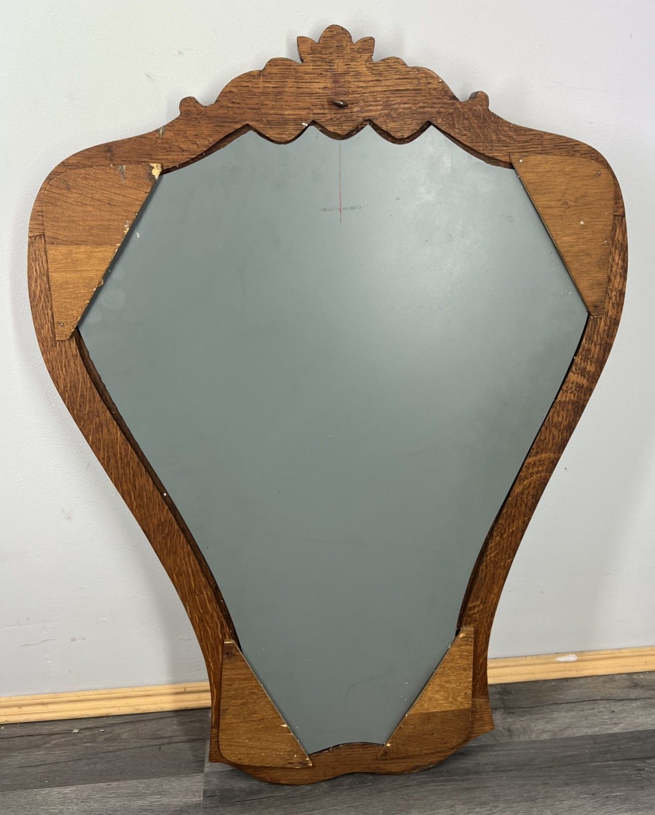 Vintage French Style Carved Oak Wall Mirror Ornate Wall Frame Lot 4541 photo vintage