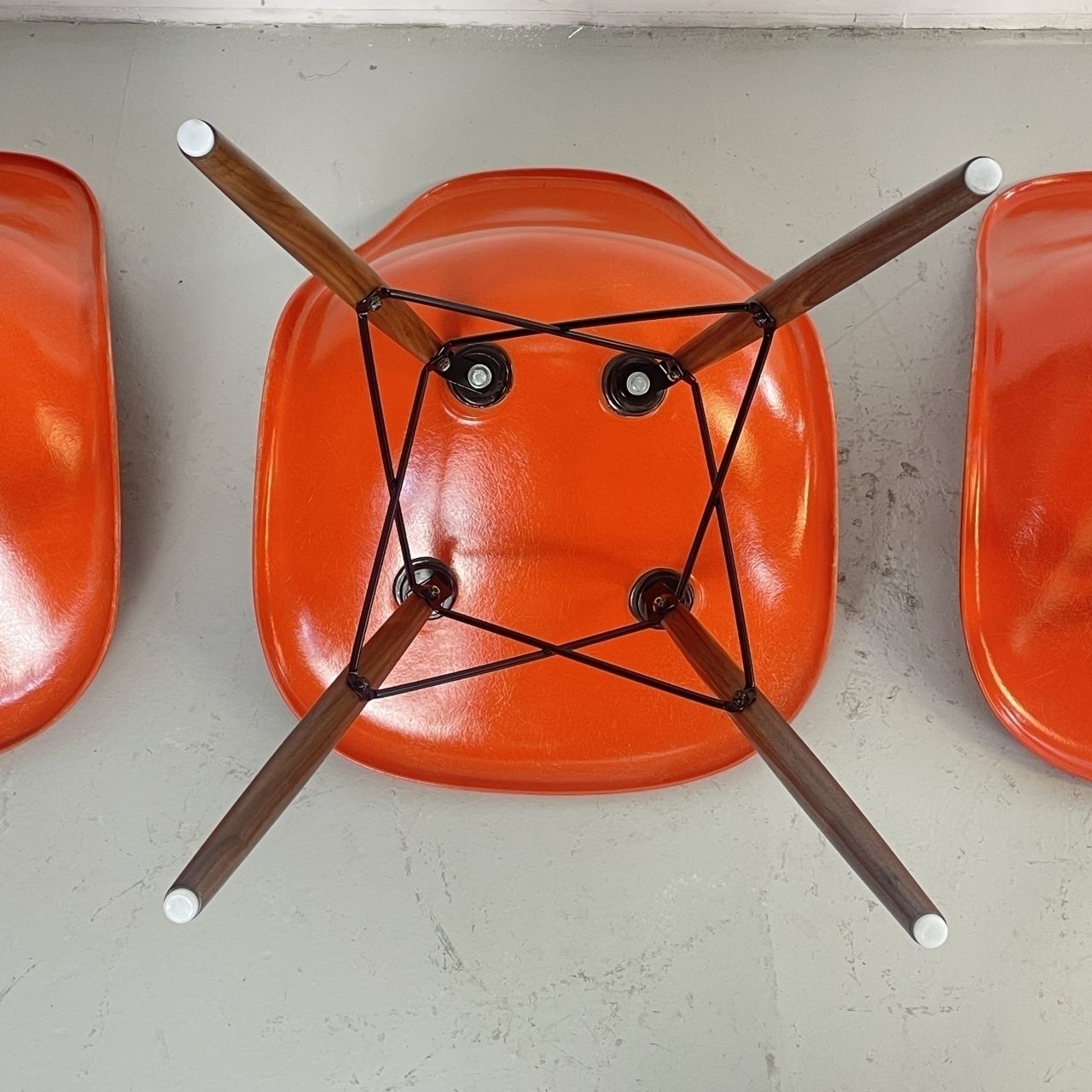 Furniture Eames Herman Miller Dsw Side Chairs In Coral Orange photo