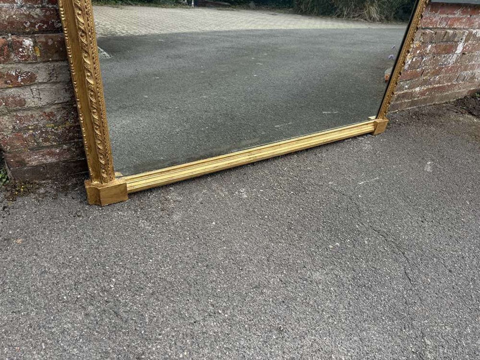 A Spectacular Extra Large Antique English 19th C Arched Top Gilt Overmantle Mirror. photo 2995.0