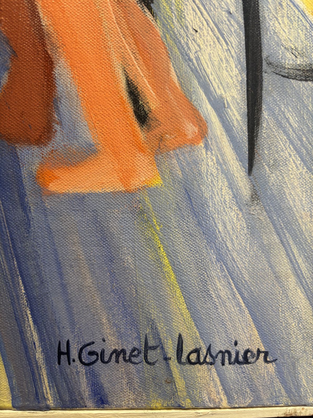 Ginet Lasnier (1927 2020) French Oil   Figures At The Beachside photo for sale