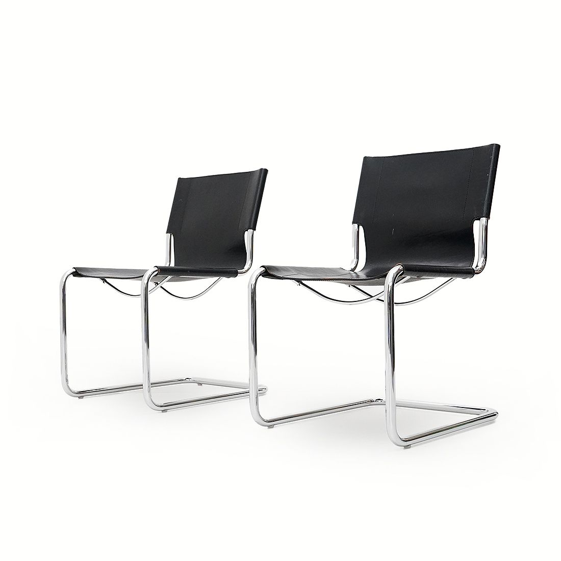 Pair Of Metal And Leather Chairs By Carlo Bartoli For T70, 1970s photo for sale