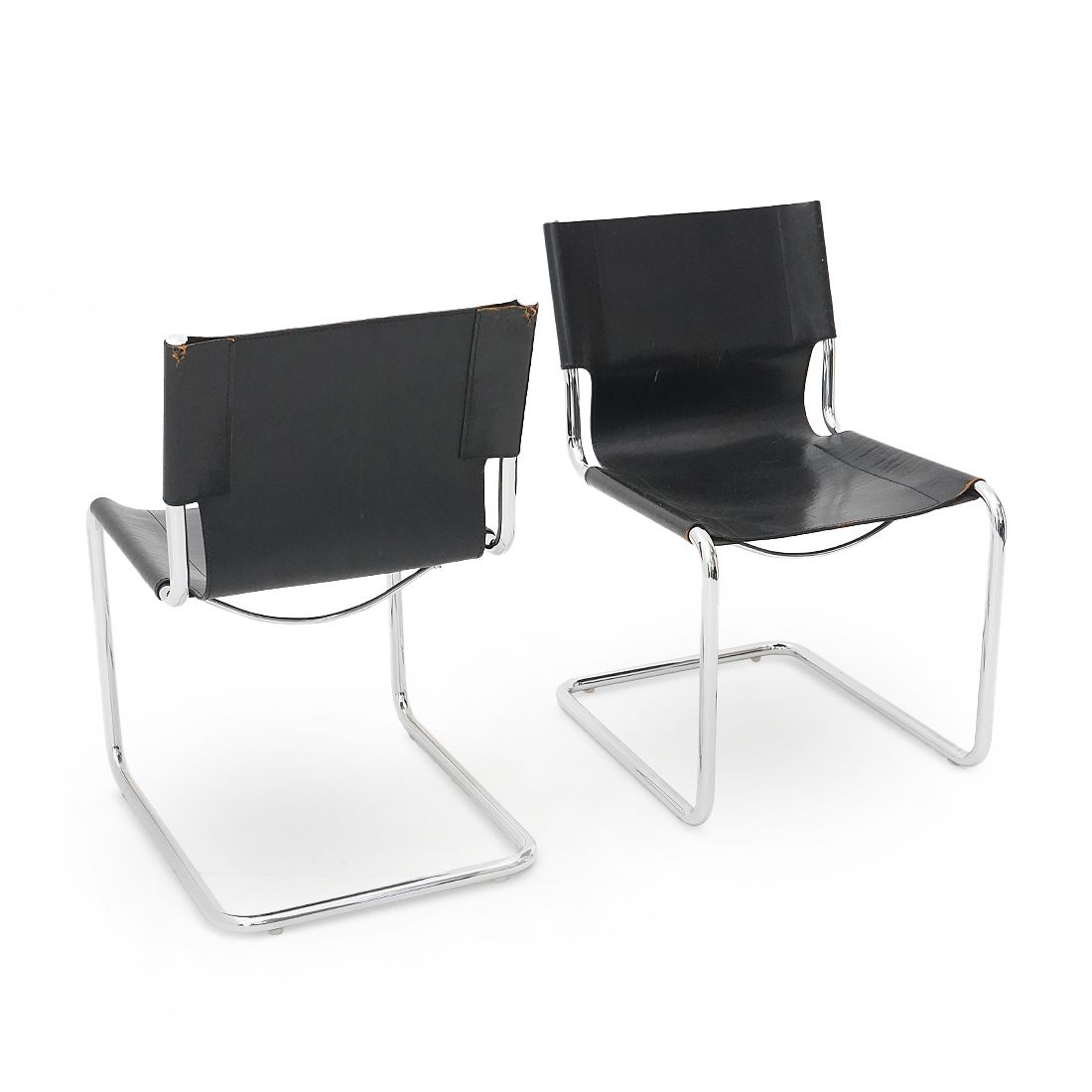 Pair Of Metal And Leather Chairs By Carlo Bartoli For T70, 1970s photo Furniture