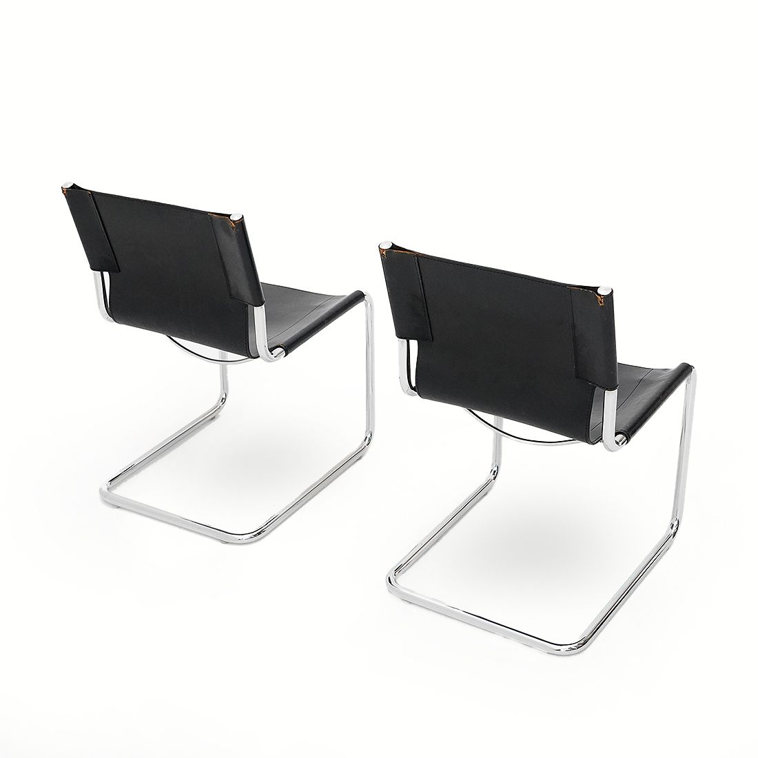 photo furniture Pair Of Metal And Leather Chairs By Carlo Bartoli For T70, 1970s