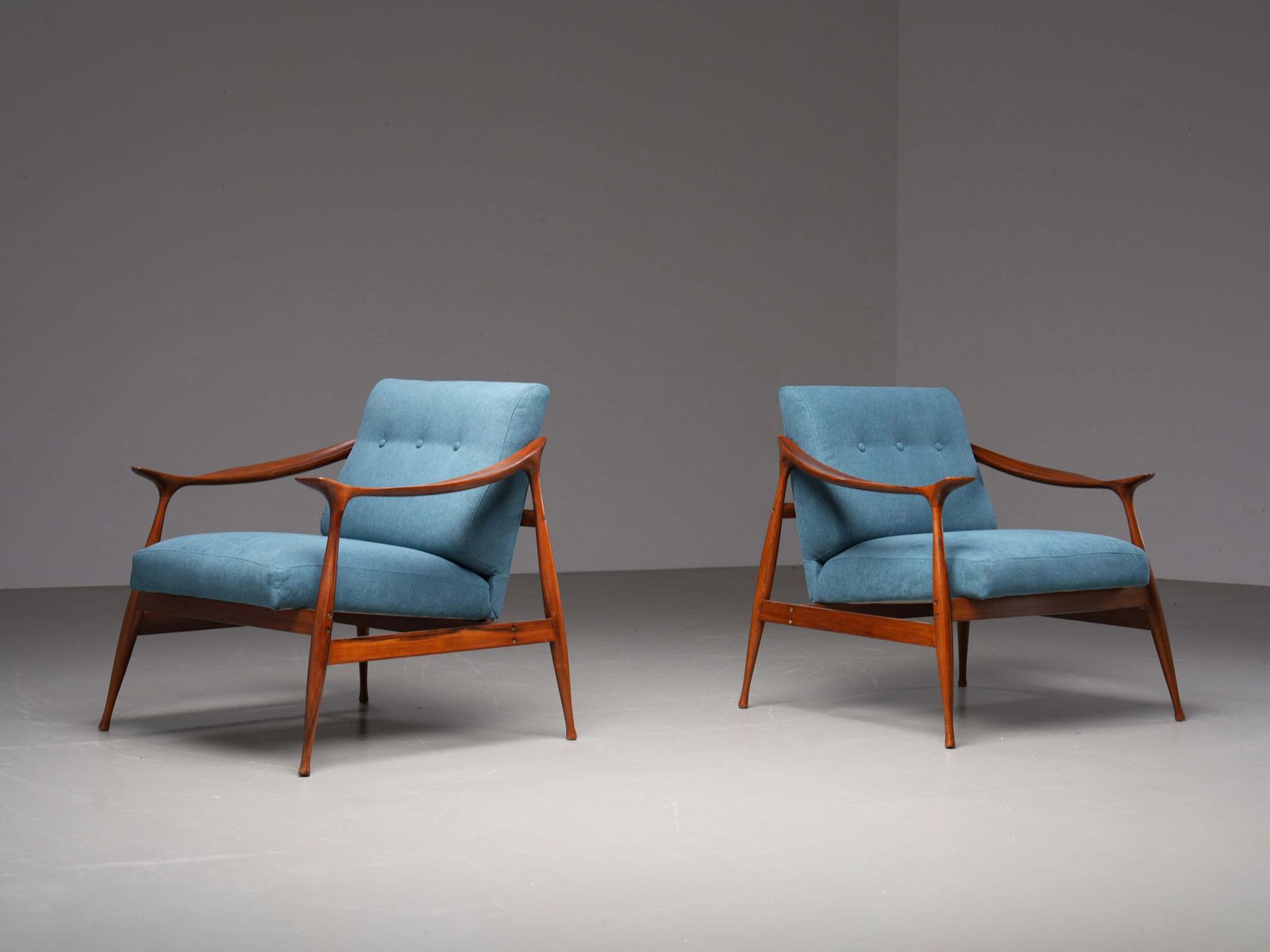 Set Of Lounge Chairs In Teak By Ico Parisi For Fratelli Reguitti, Italy, 1950's photo Furniture