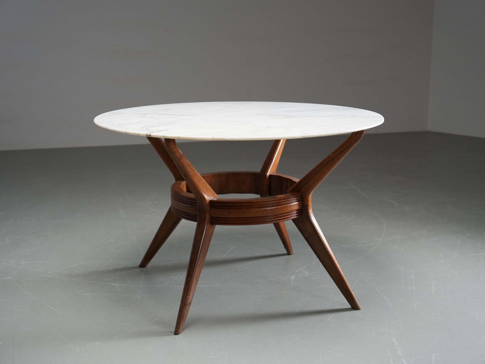 Round Dining Room Table In Walnut And Marble By Ariberto Colombo, Italy, 1950's photo furniture