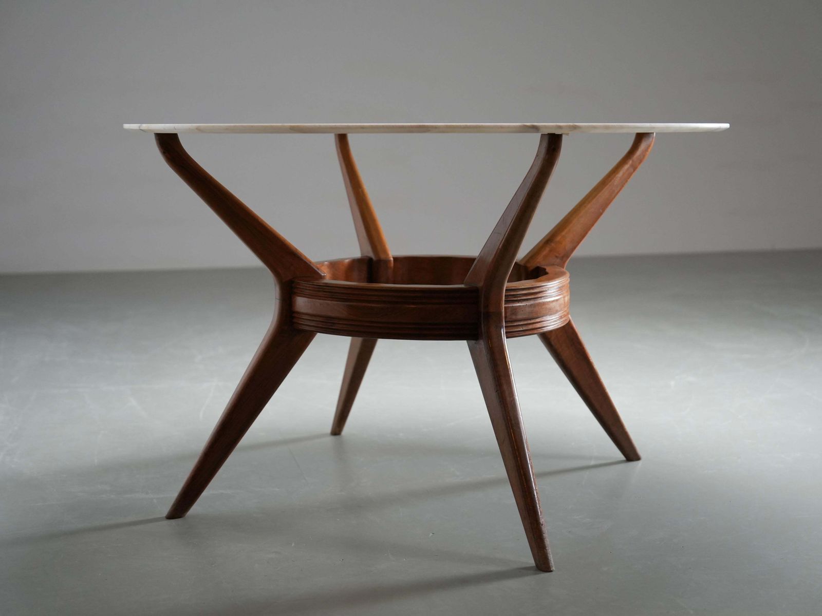 Round Dining Room Table In Walnut And Marble By Ariberto Colombo, Italy, 1950's photo 5266.0