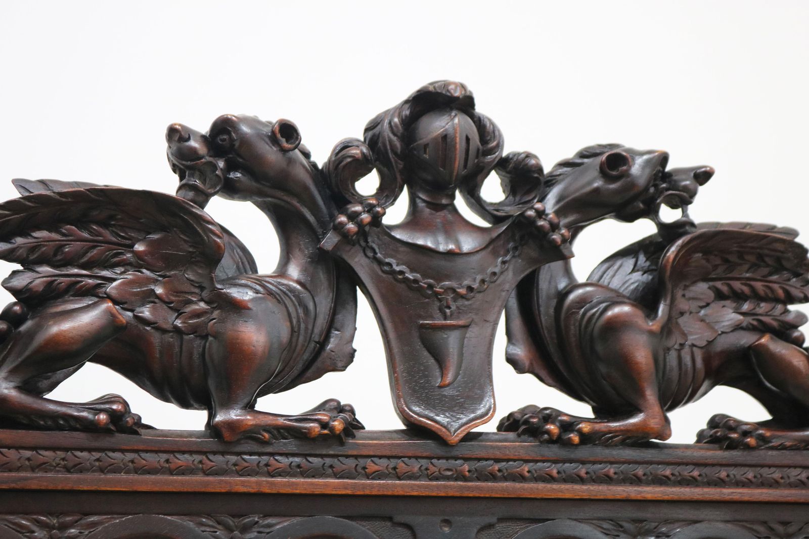 photo for sale Rare Pair Of Gothic Revival Chairs By Victor Aimone 19th Century Dragons Knights