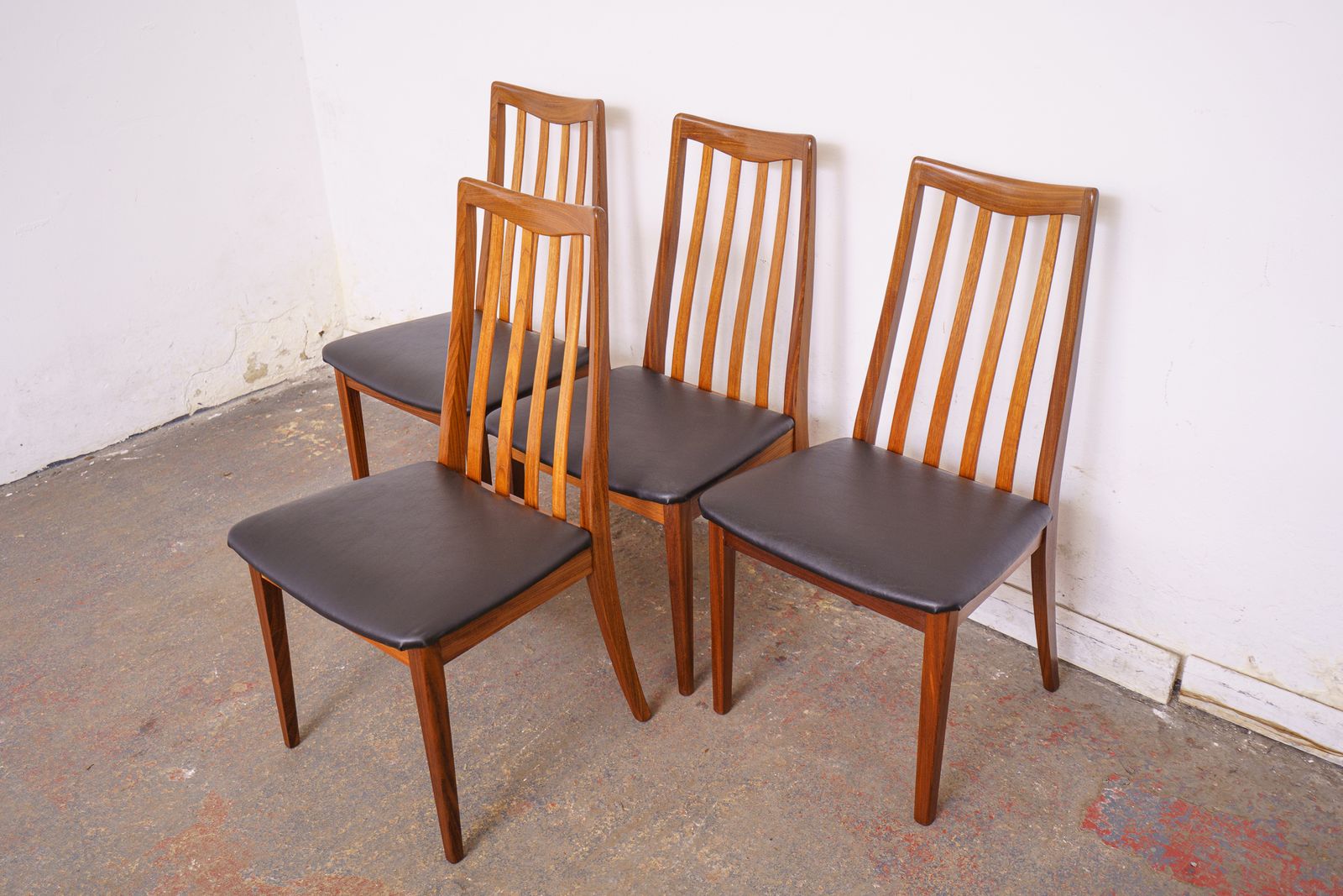 photo furniture 4 G Plan Mid Century Teak Dining Chairs, Newly Upholstered