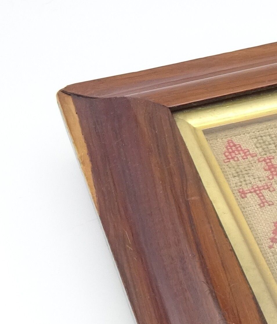 Victorian Framed Cross Stitch Sampler Signed Original Frame photo 70.0