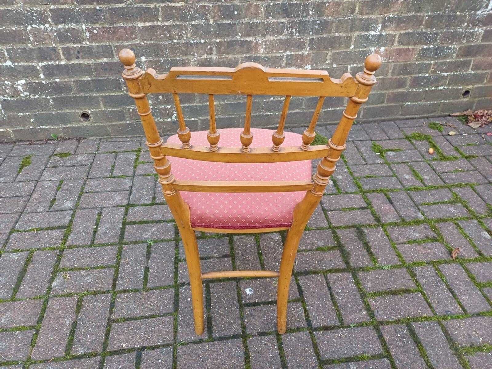 Vintage Victorian Country House Spindle Back Side Chair With Upholstered Seat photo Furniture