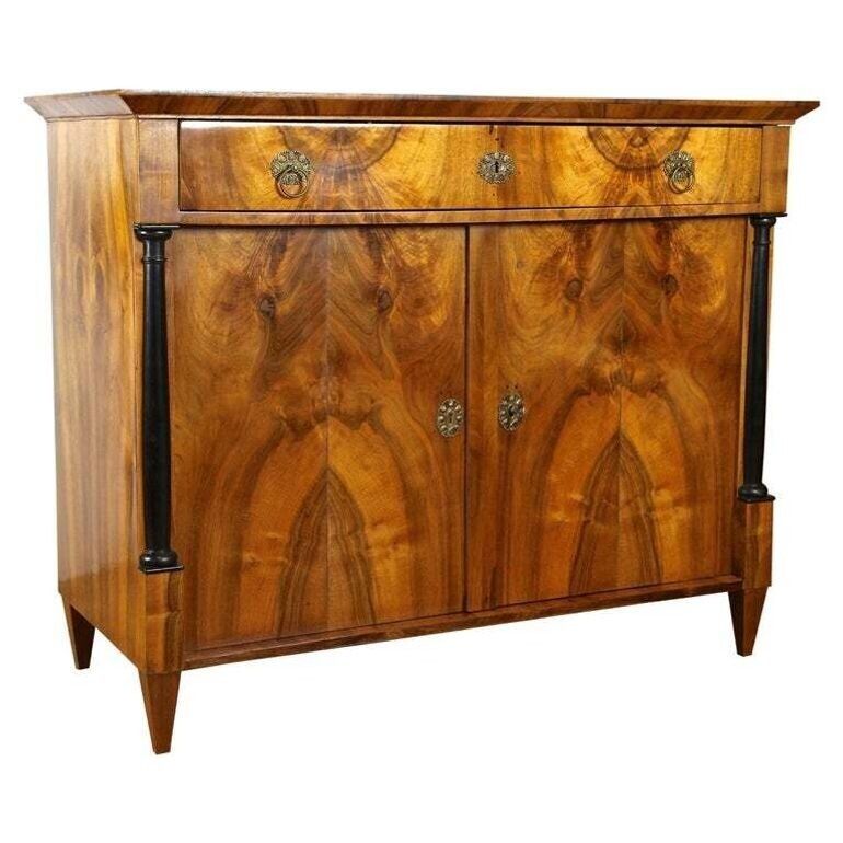 19th Century Biedemeier Nutwood Commode/ Trumeau , Austria Circa 1825