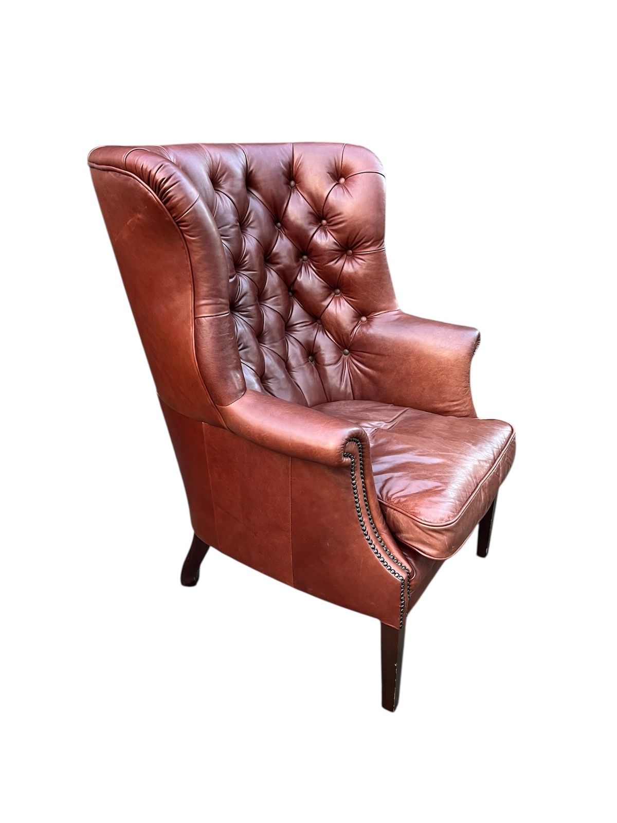 Original Tetrad Chesterfield Wingback (Mackenzie ) Harris Teed Model With Matching Stool photo furniture