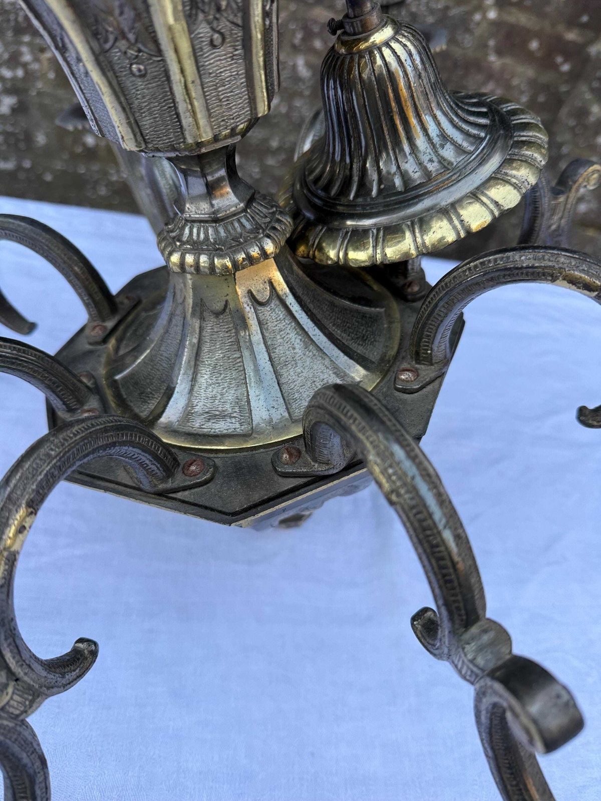 photo furniture Vintage 1950s French Rococo Revival Brass & Bronze Eight Arm Chandelier – Ornate Antique Lighting