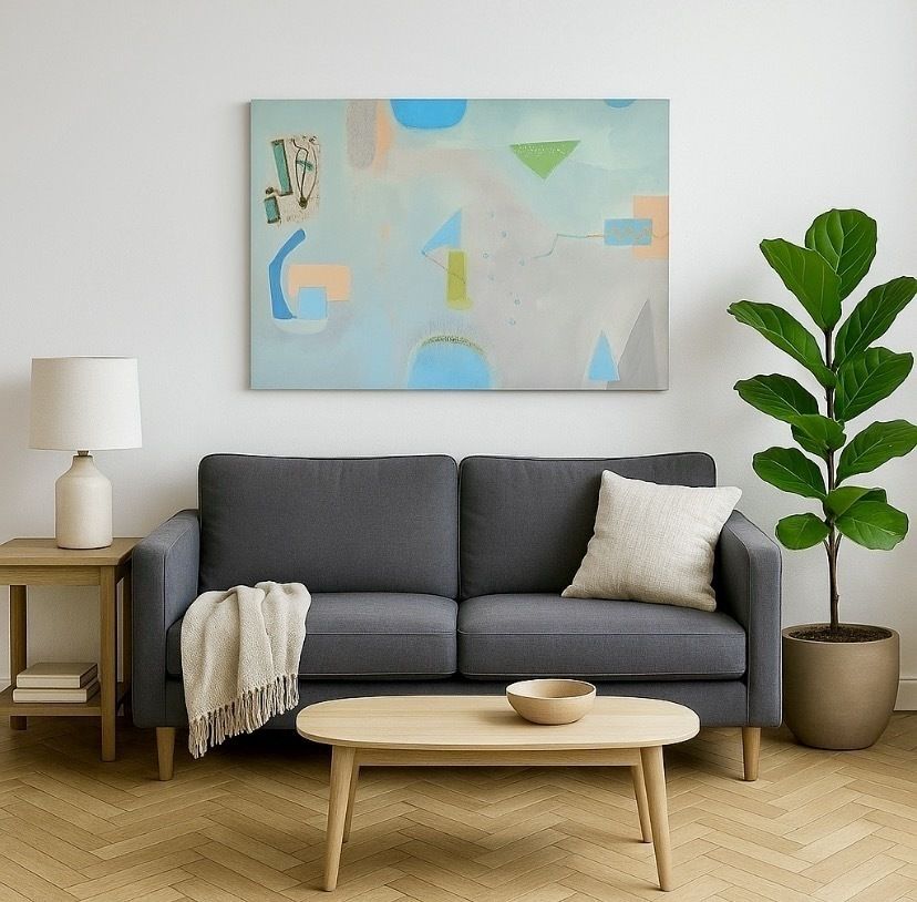 Original Abstract Painting – Blue Moon Rising 2 By Maggie Laporte Banks | Large Contemporary Signed Canvas