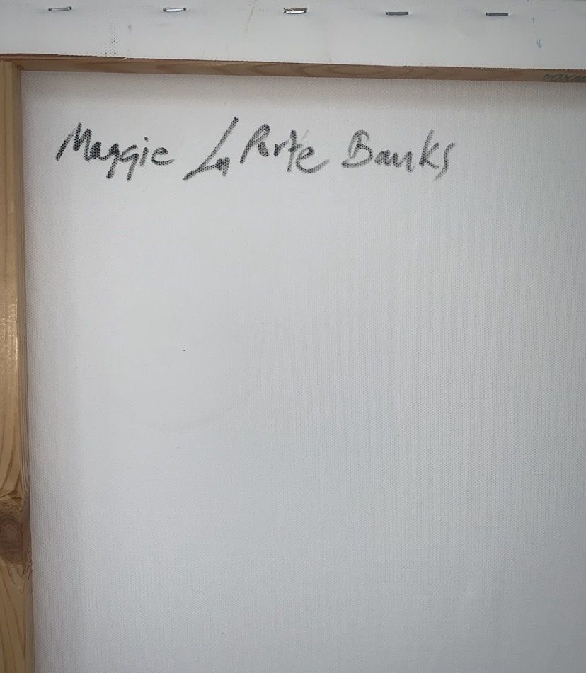 Original Abstract Painting – Blue Moon Rising 2 By Maggie Laporte Banks | Large Contemporary Signed Canvas photo Art