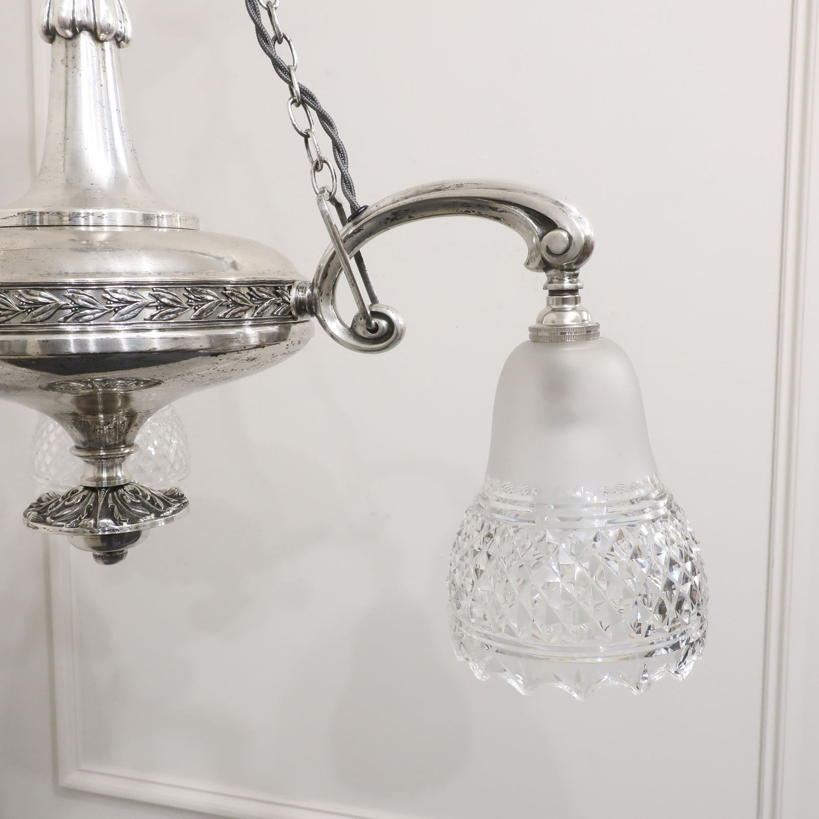Edwardian Silver Chandelier With Crystal Glass Shades Attributed To Osler photo 2600.0