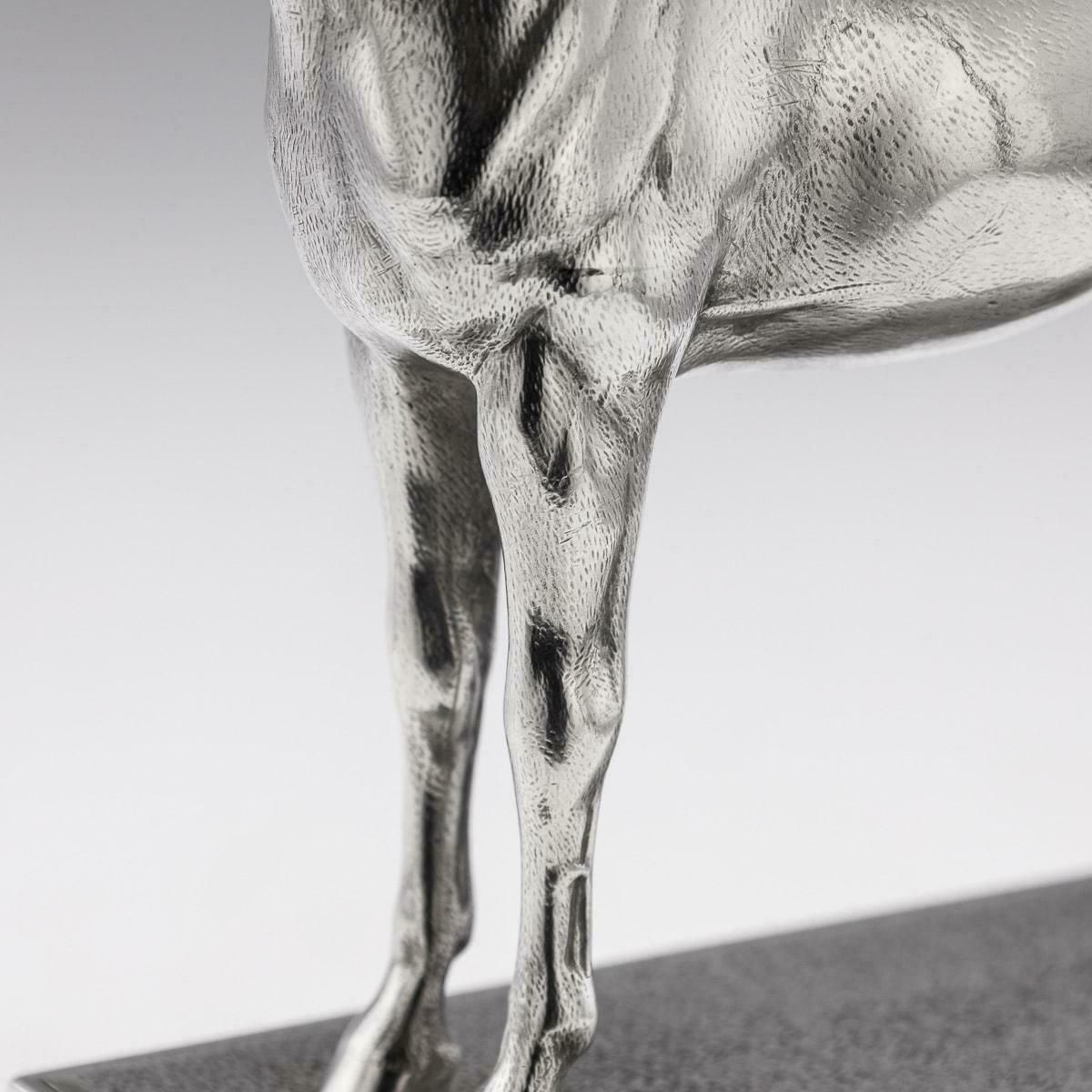 Art Antique 20th Century Edwardian English Solid Silver Horse Trophy On Stand C.1908 photo