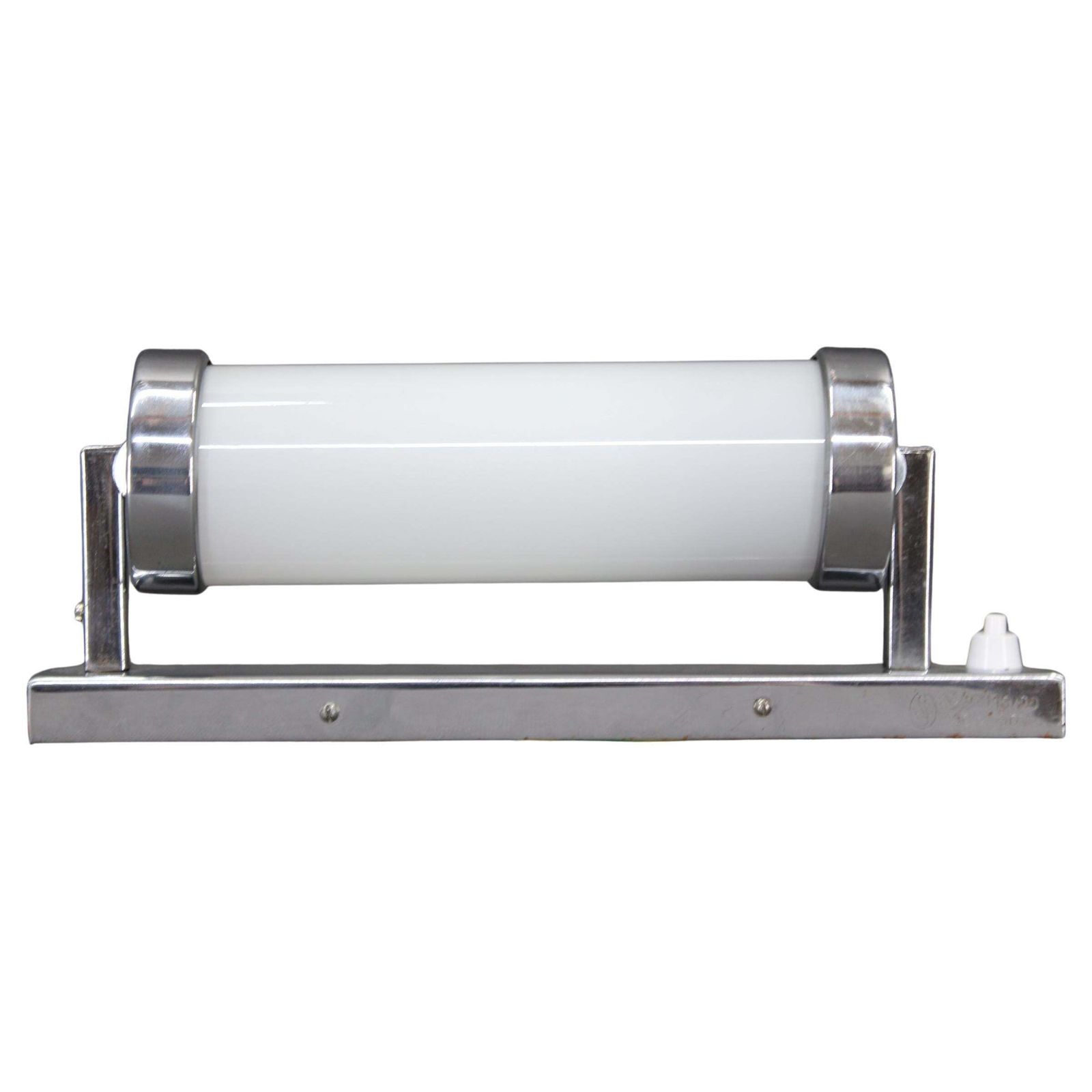 1930s Bauhaus Chrome And Milk Glass Tubular Wall Light, Czechoslovakia, Restored