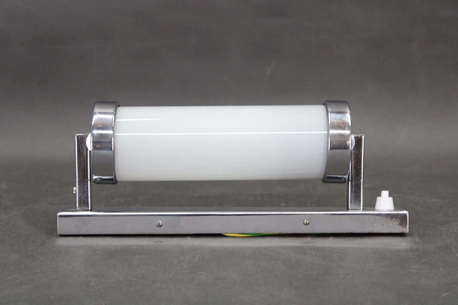1930s Bauhaus Chrome And Milk Glass Tubular Wall Light, Czechoslovakia, Restored photo furniture