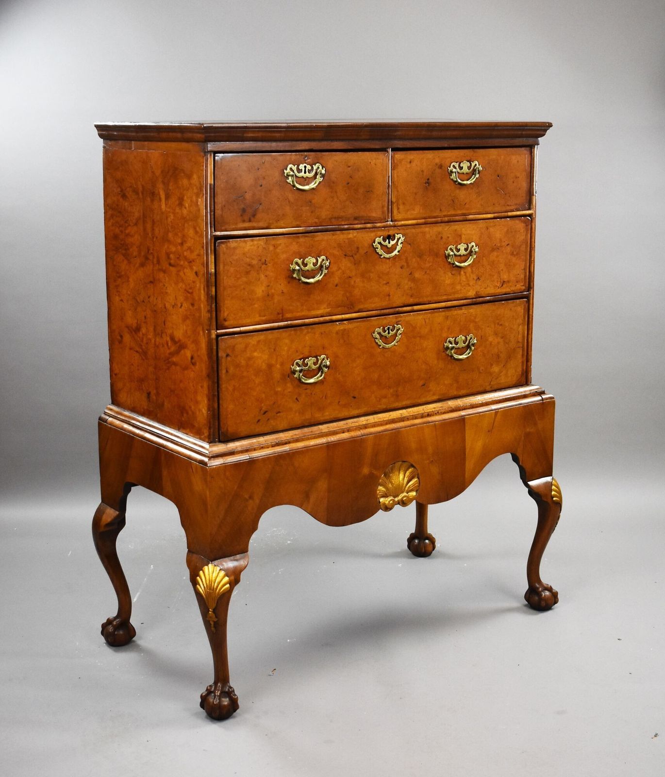 George III Burr Walnut Chest On Stand
