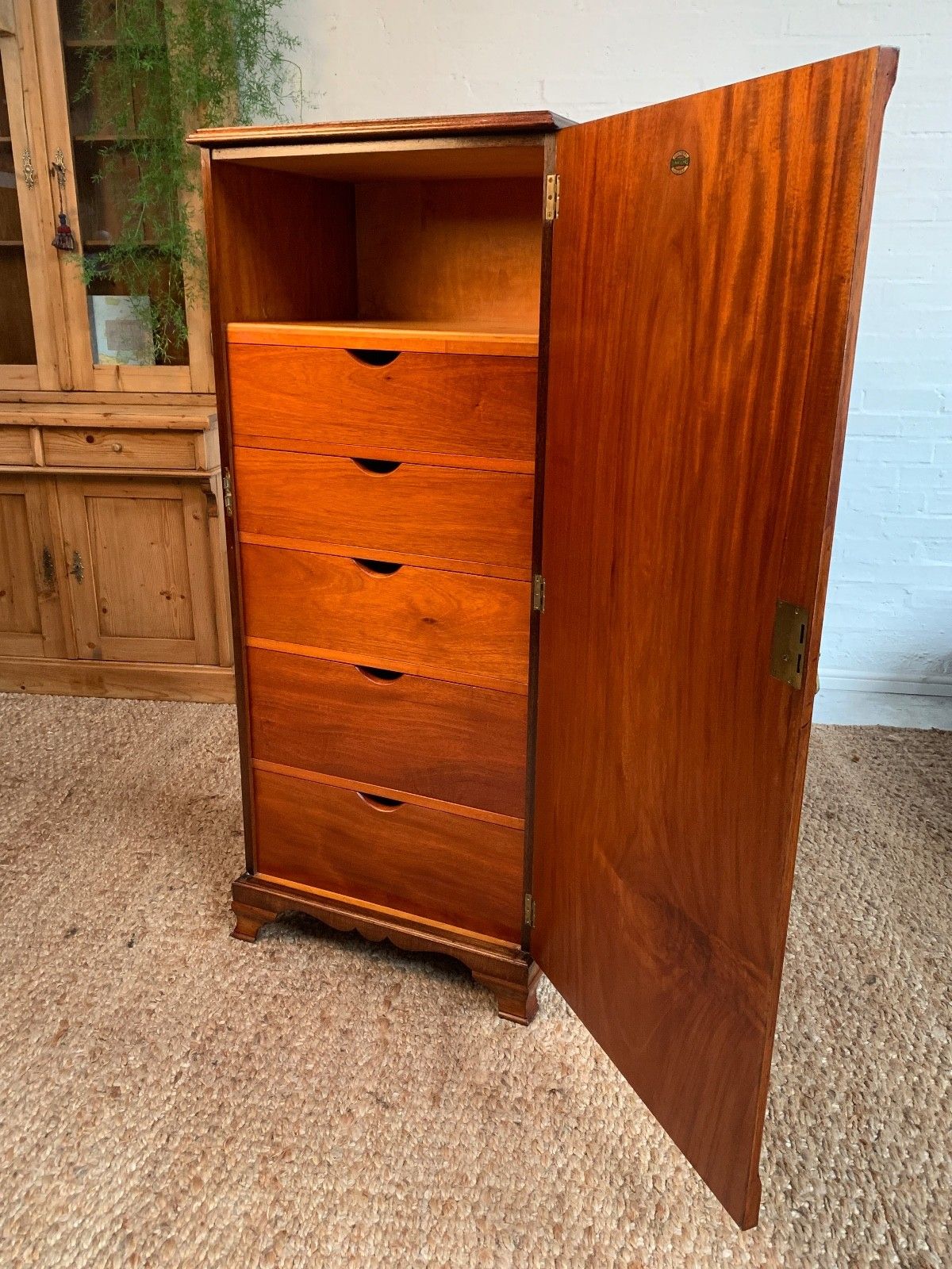 Art Deco Tallboy / Gentleman’s Wardrobe – C. 1930s–1950s photo Furniture